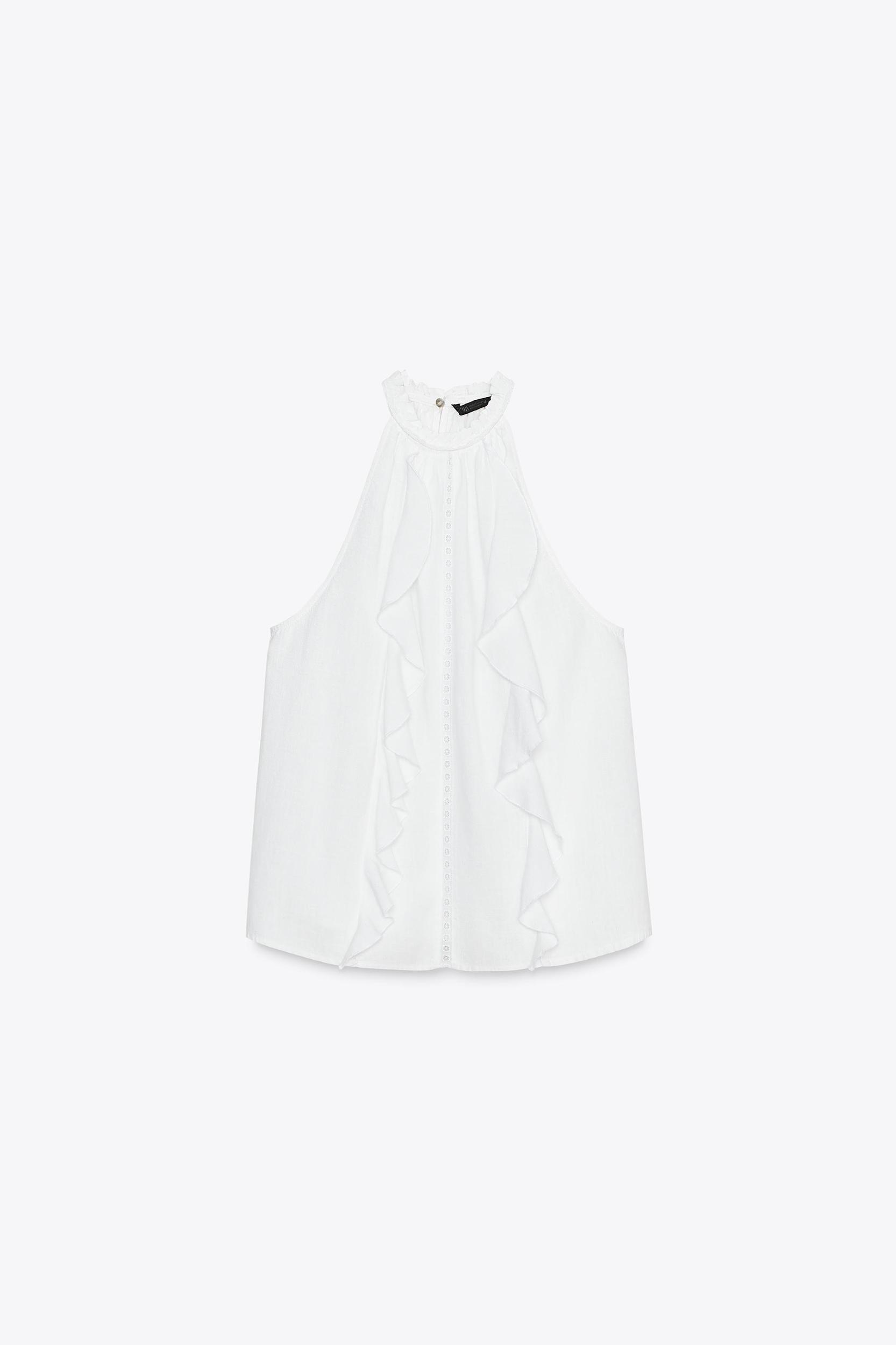 RAMIE RUFFLE HALTER TOP Product Image