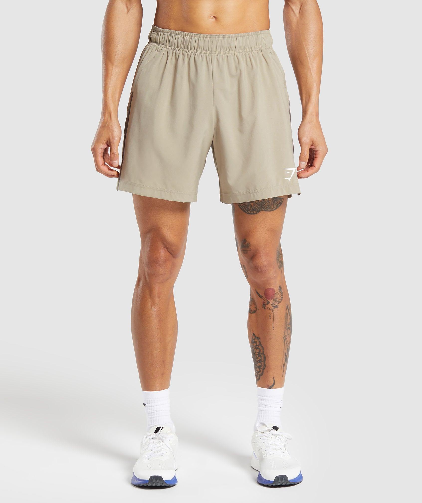 Gymshark Sport  7" Shorts - Sand Brown/Camo Brown Male Product Image