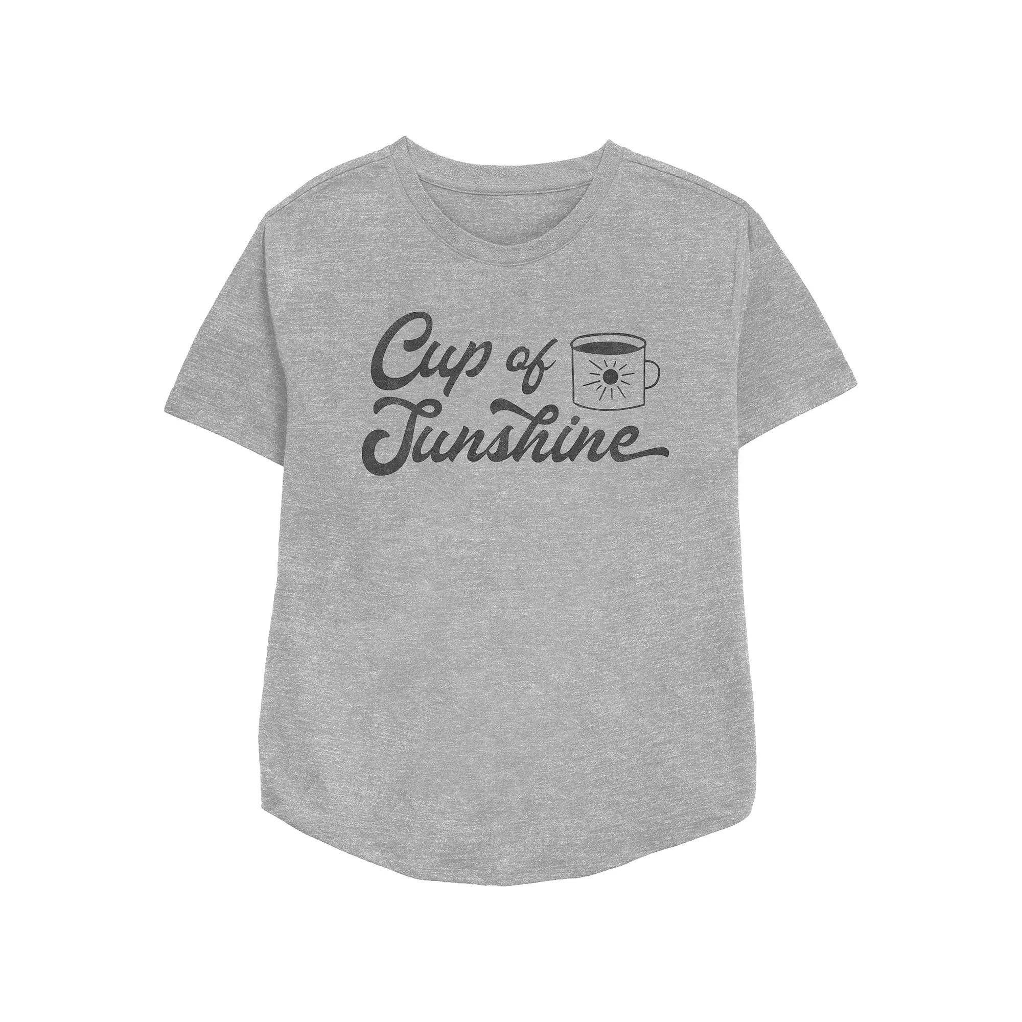 Women's Trendy Cup Of Sunshine Relaxed Fit Graphic Tee, Girl's, Size: XS, Athletic Grey Product Image