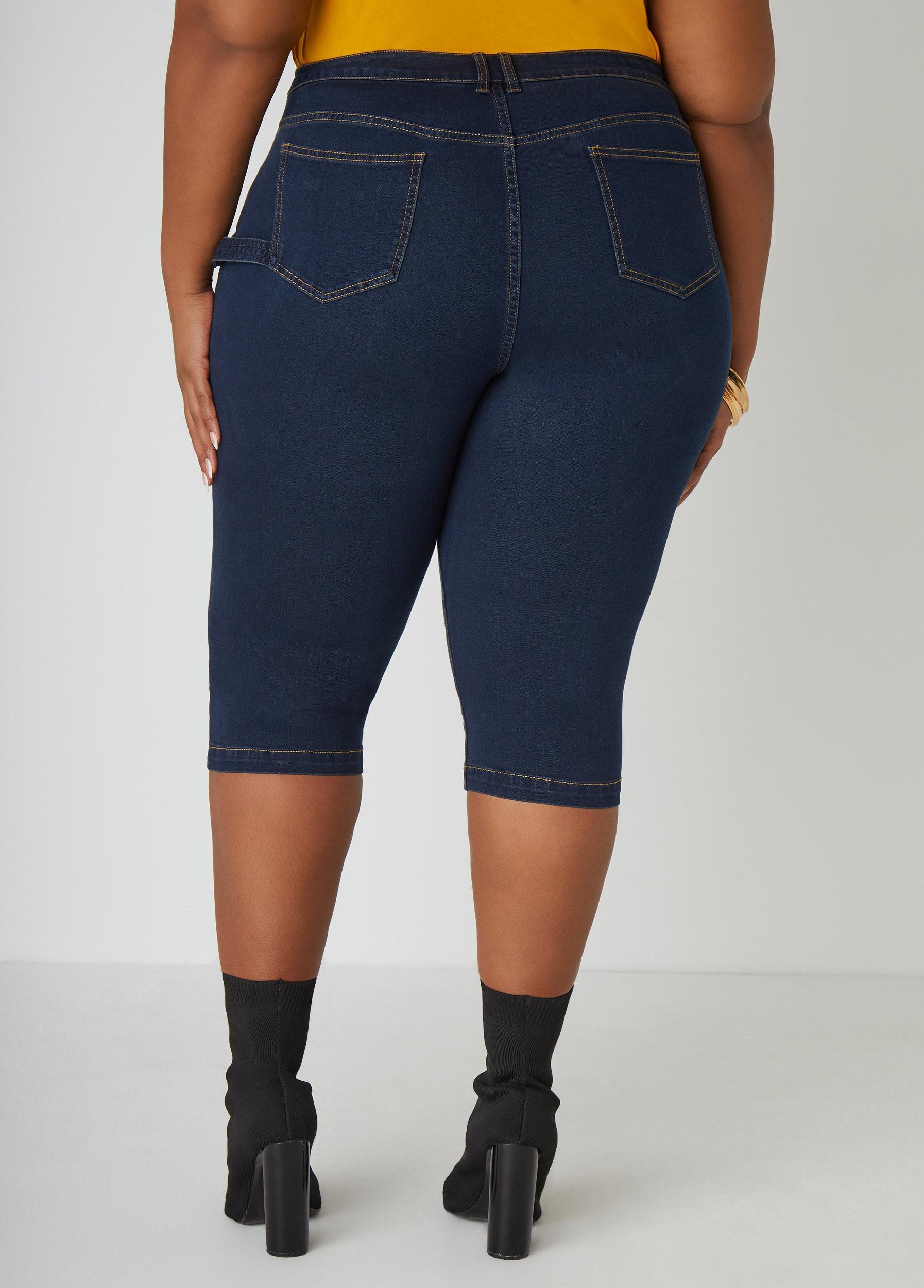 Pintucked Denim Capris Product Image