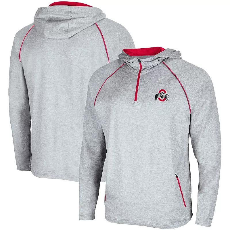 Mens Colosseum Heathered Gray Ohio State Buckeyes Timeline Raglan Quarter-Zip Hoodie Product Image