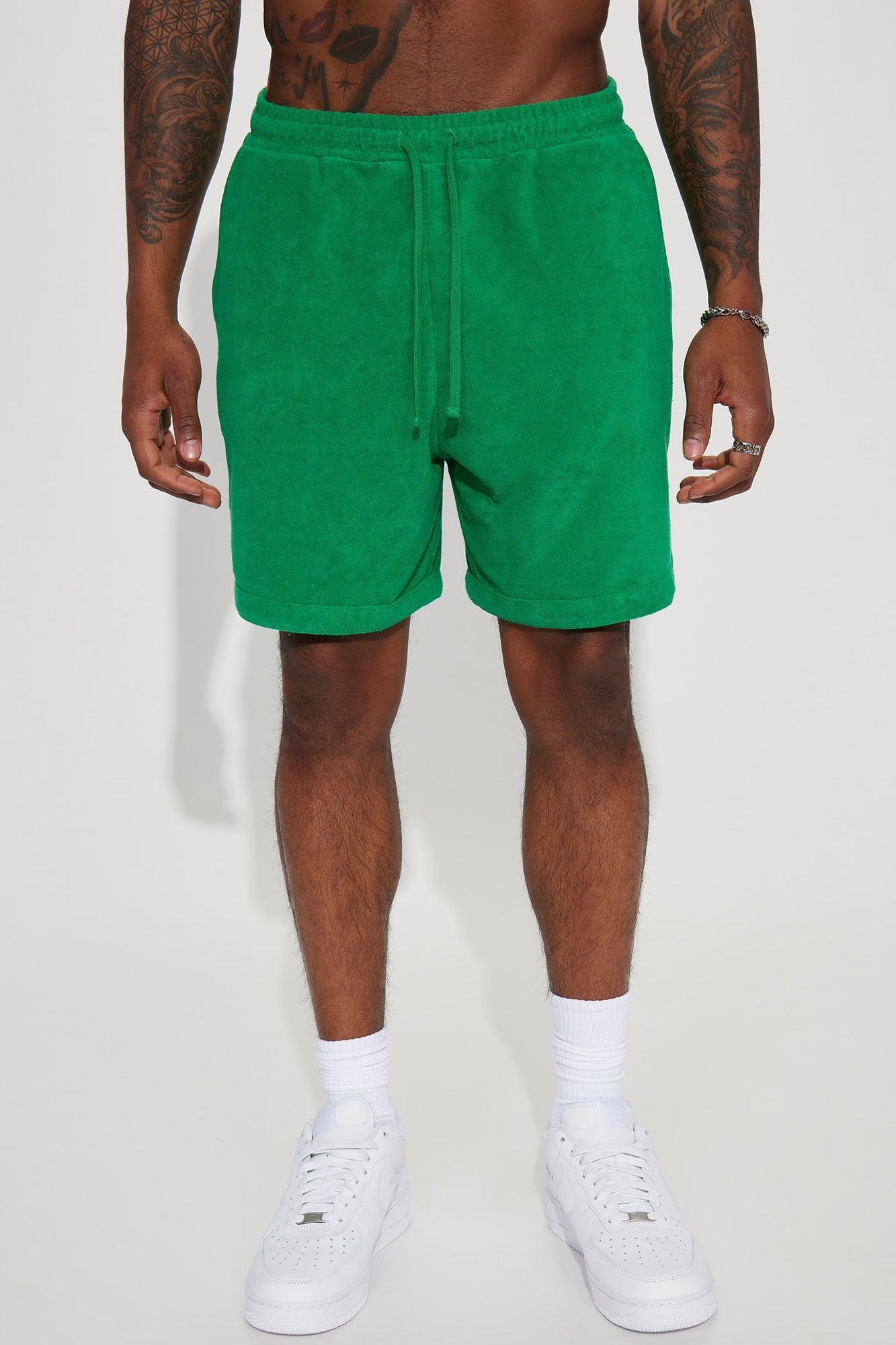 Dipped Terry Knit Shorts - Green Product Image