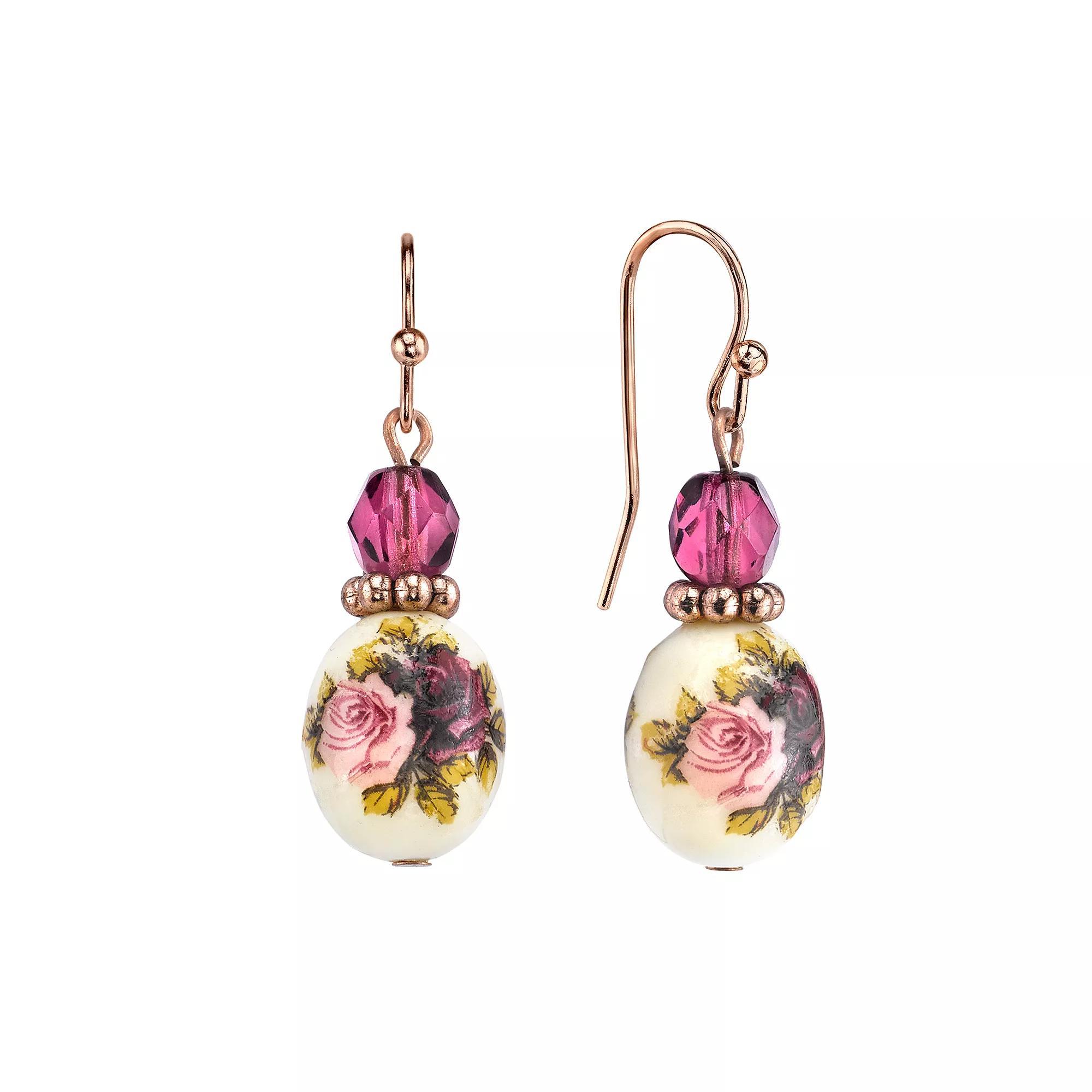 1928 Floral Drop Earrings, Womens, Amythest Product Image