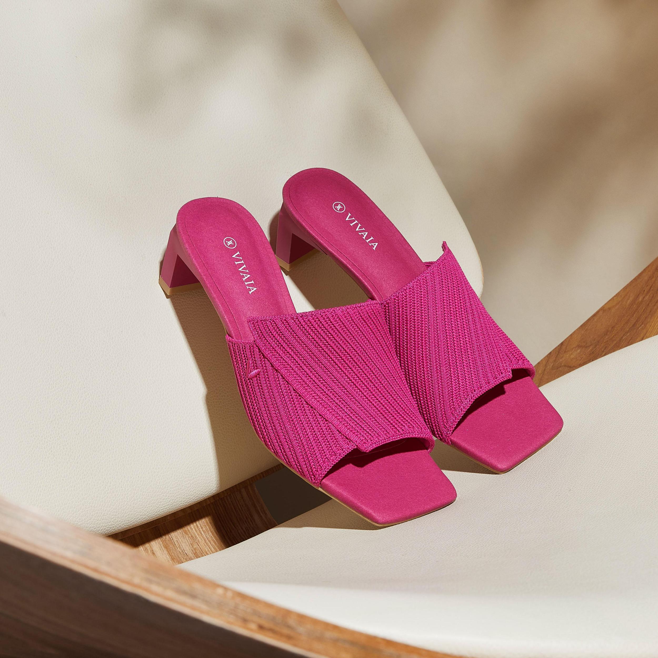 Square-Toe Block Heel Slides (Jade) Product Image