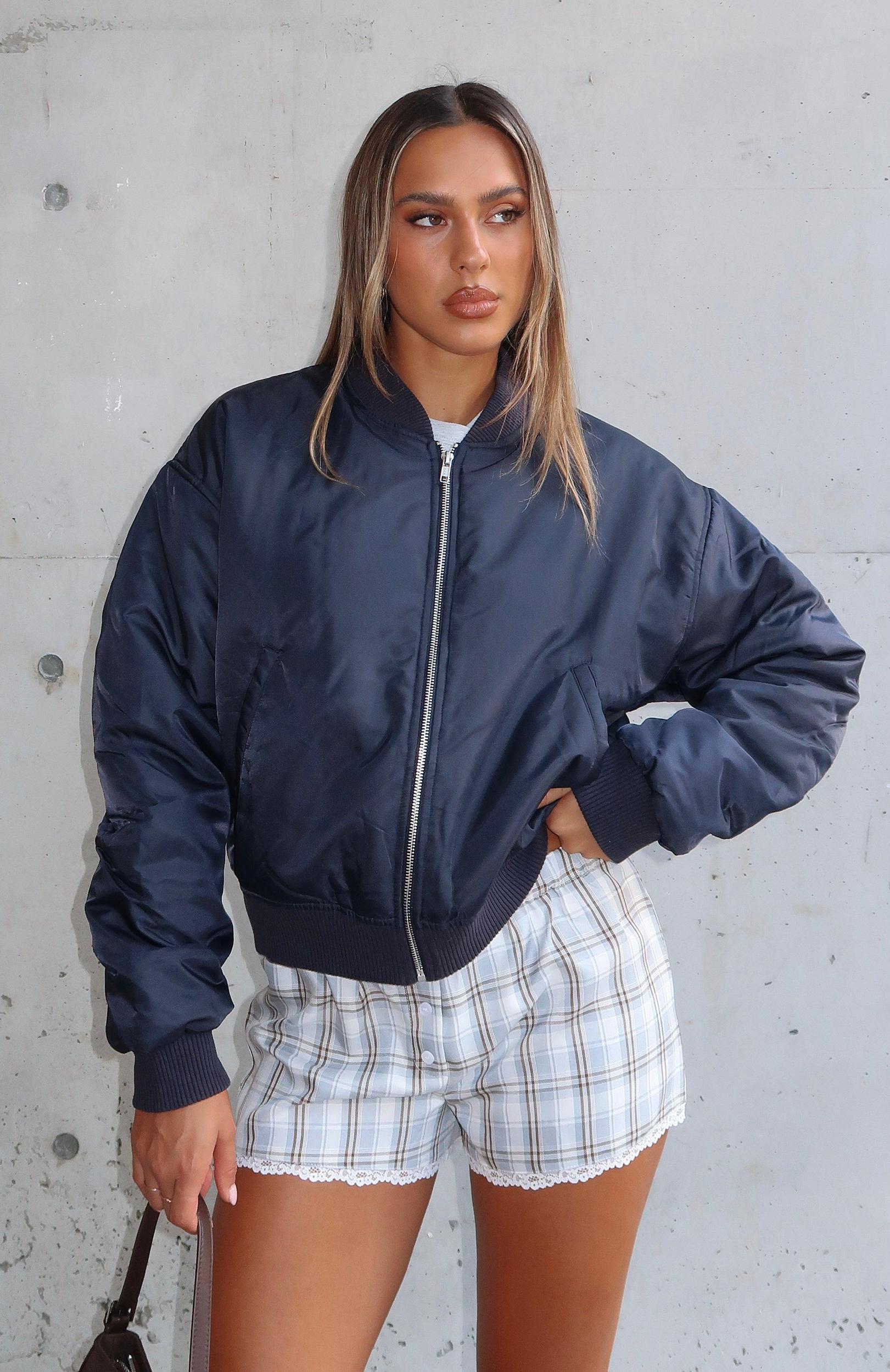Walk On Out Bomber Jacket Navy Product Image