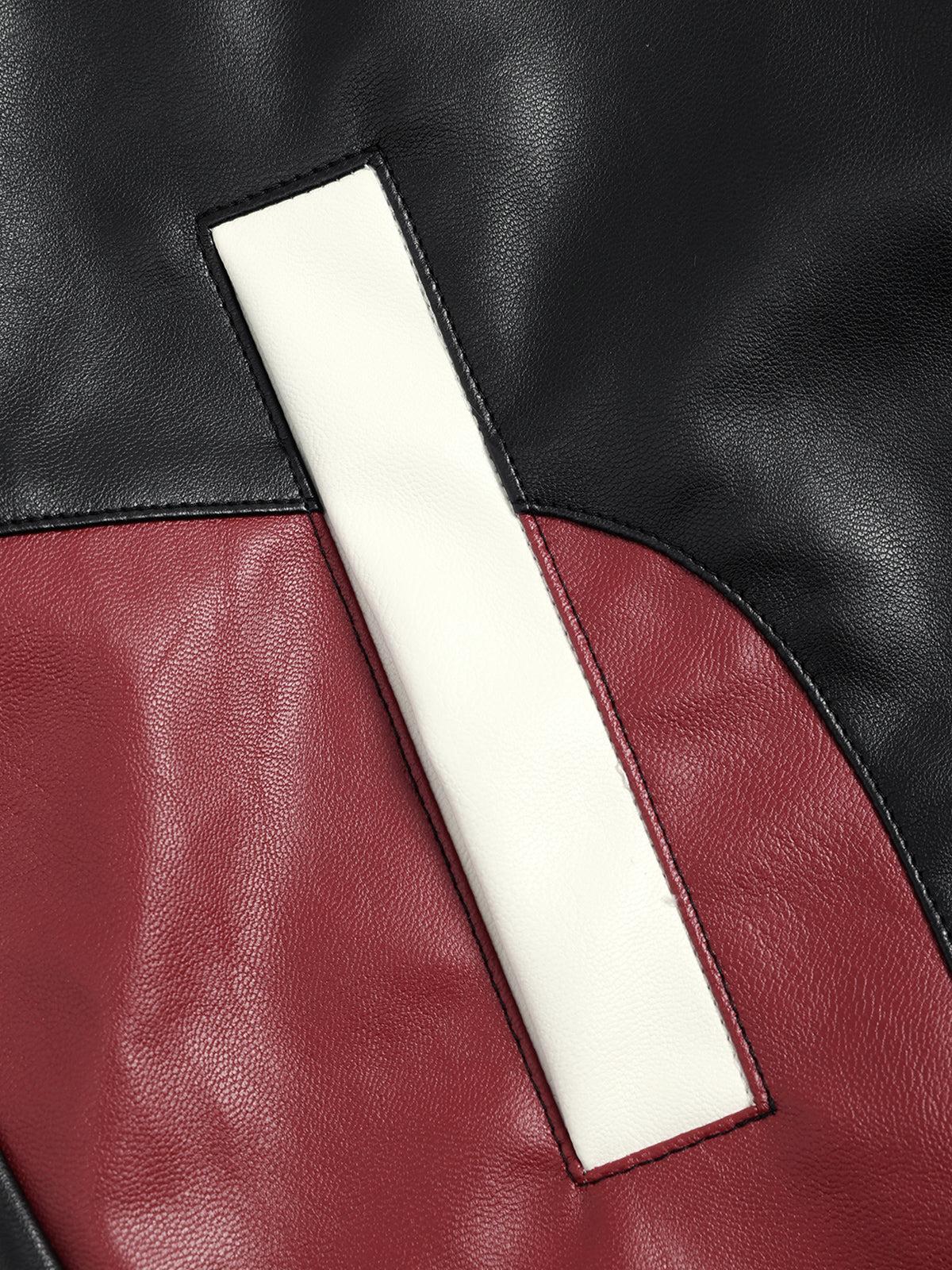 Aelfric Eden Color Blocking Faux Leather Jacket Product Image