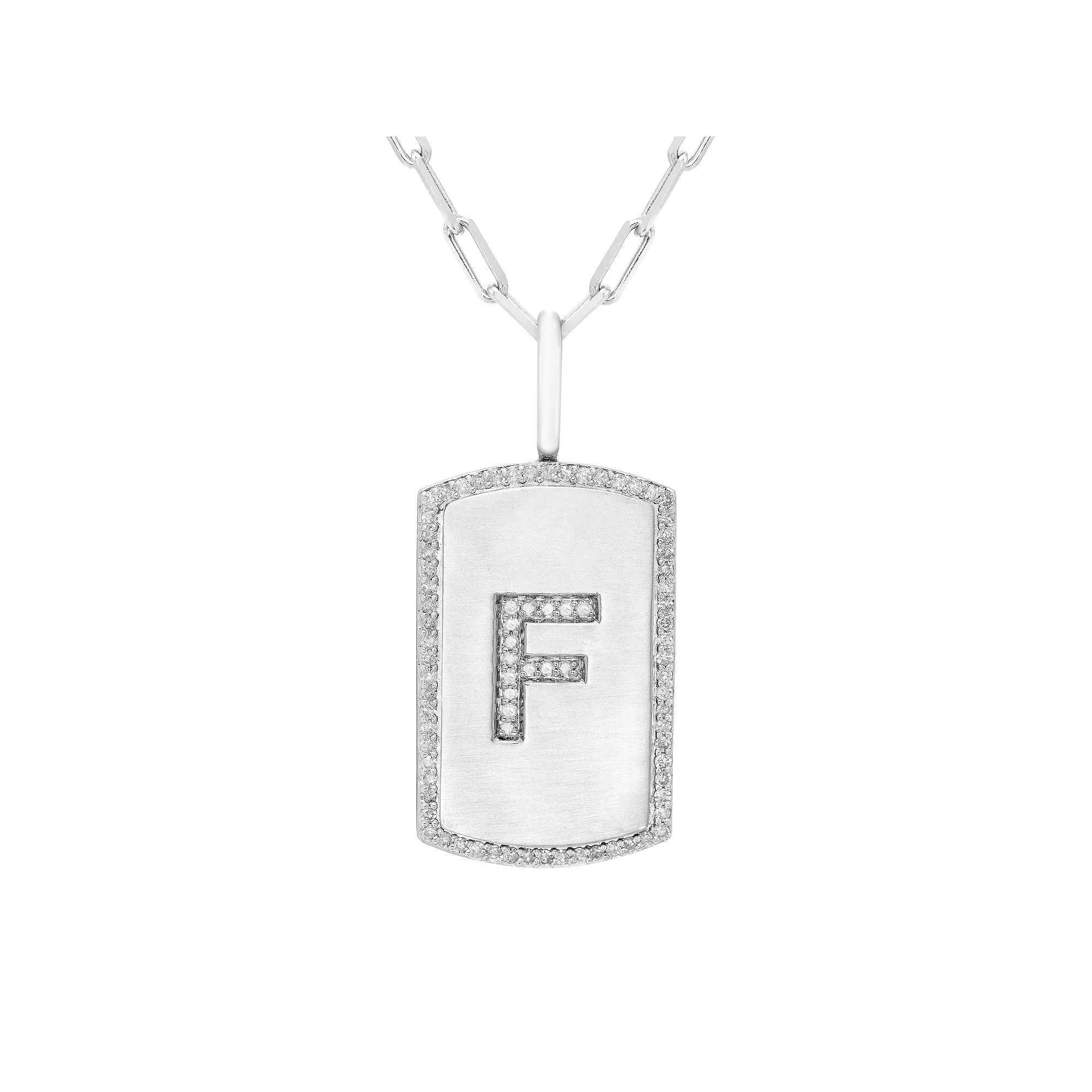 It's Personal Initial Sterling Silver & 1/4 Carat T.W. Diamond Dog Tag Necklace, Women's, Size: 20", Sterling Z Product Image
