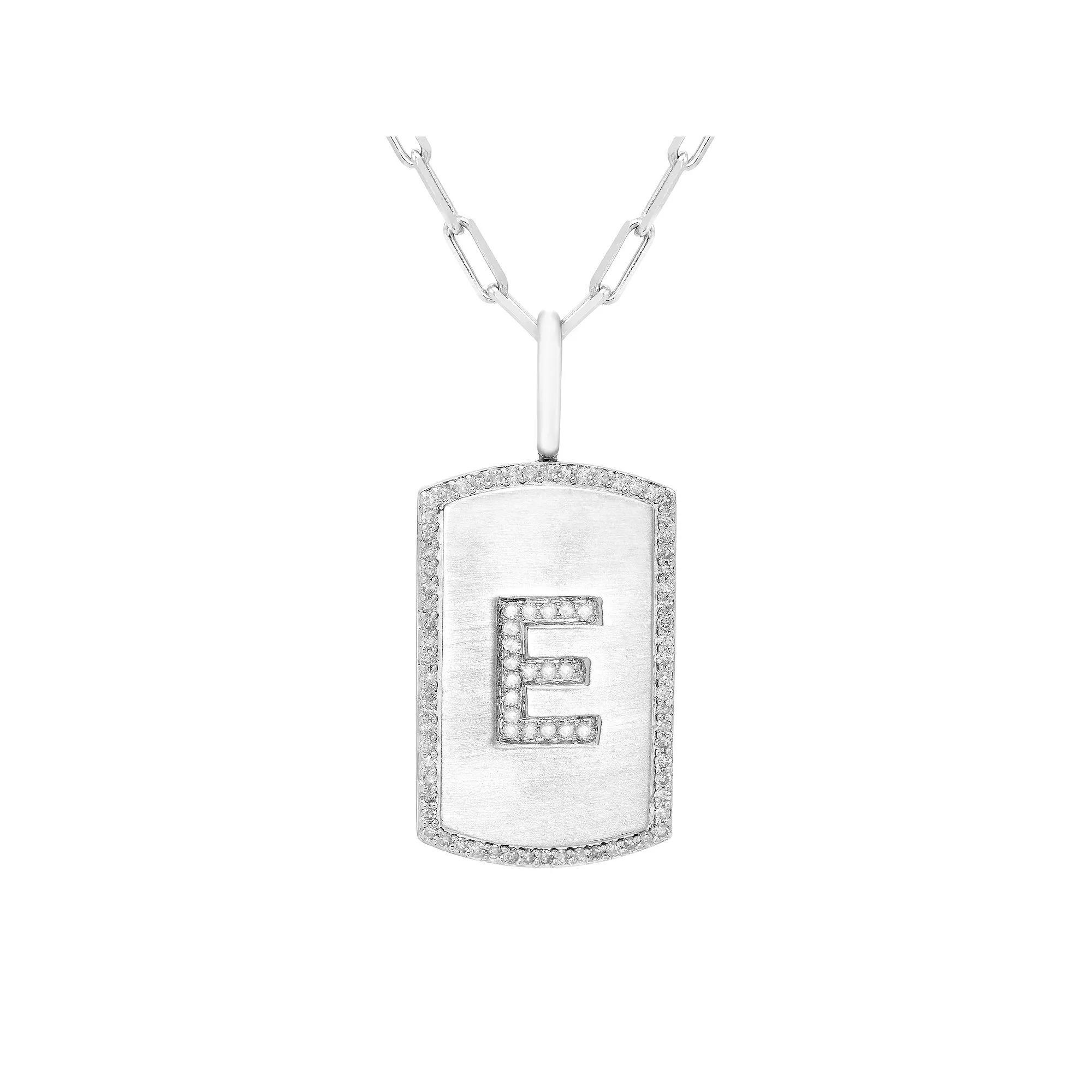 It's Personal Initial Sterling Silver & 1/4 Carat T.W. Diamond Dog Tag Necklace, Women's, Size: 20", Sterling Z Product Image