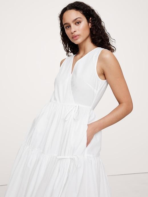 Cotton Poplin Wrap Maxi Dress Product Image