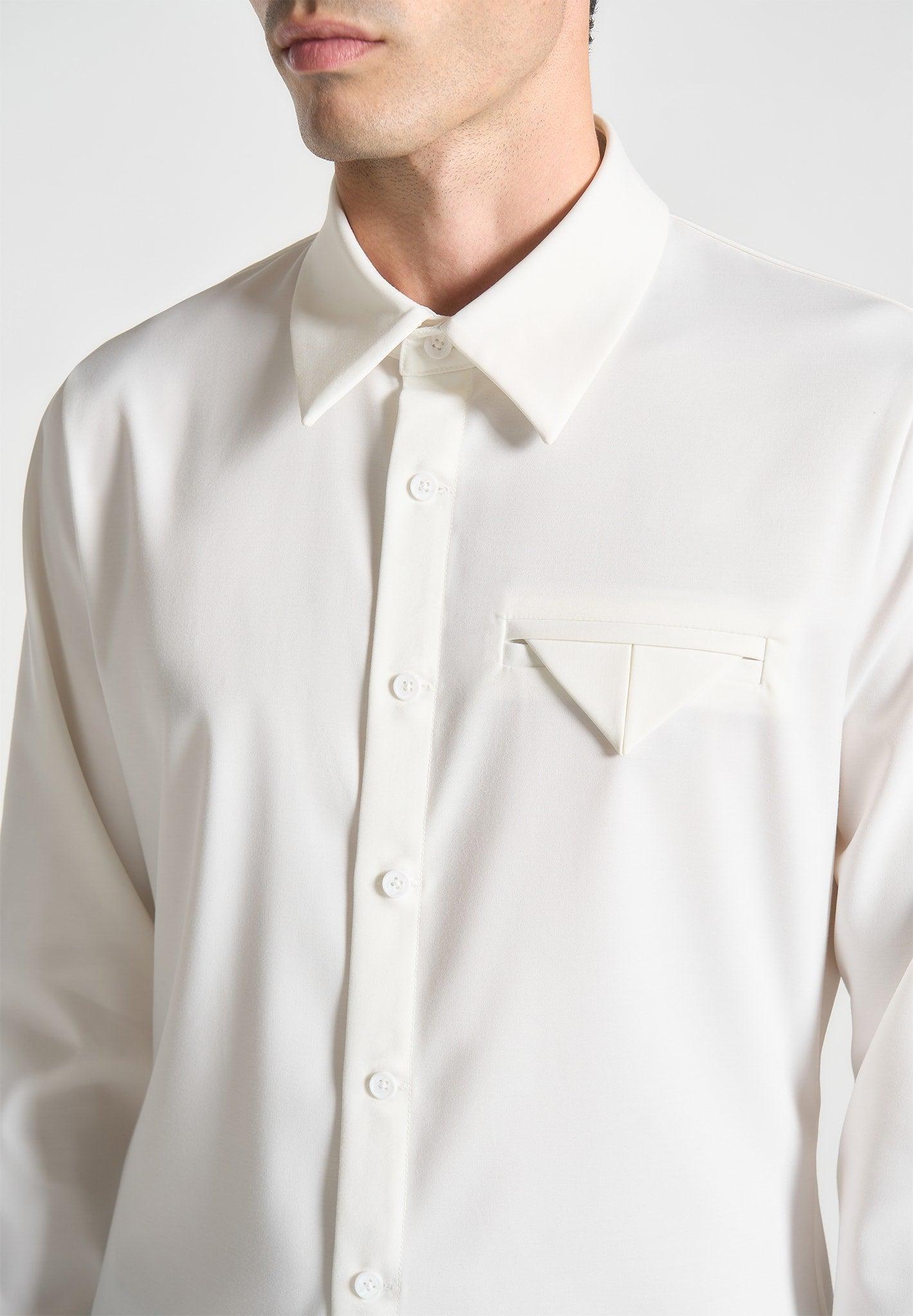 Slim Fit Tailored Stretch Shirt - White Male Product Image
