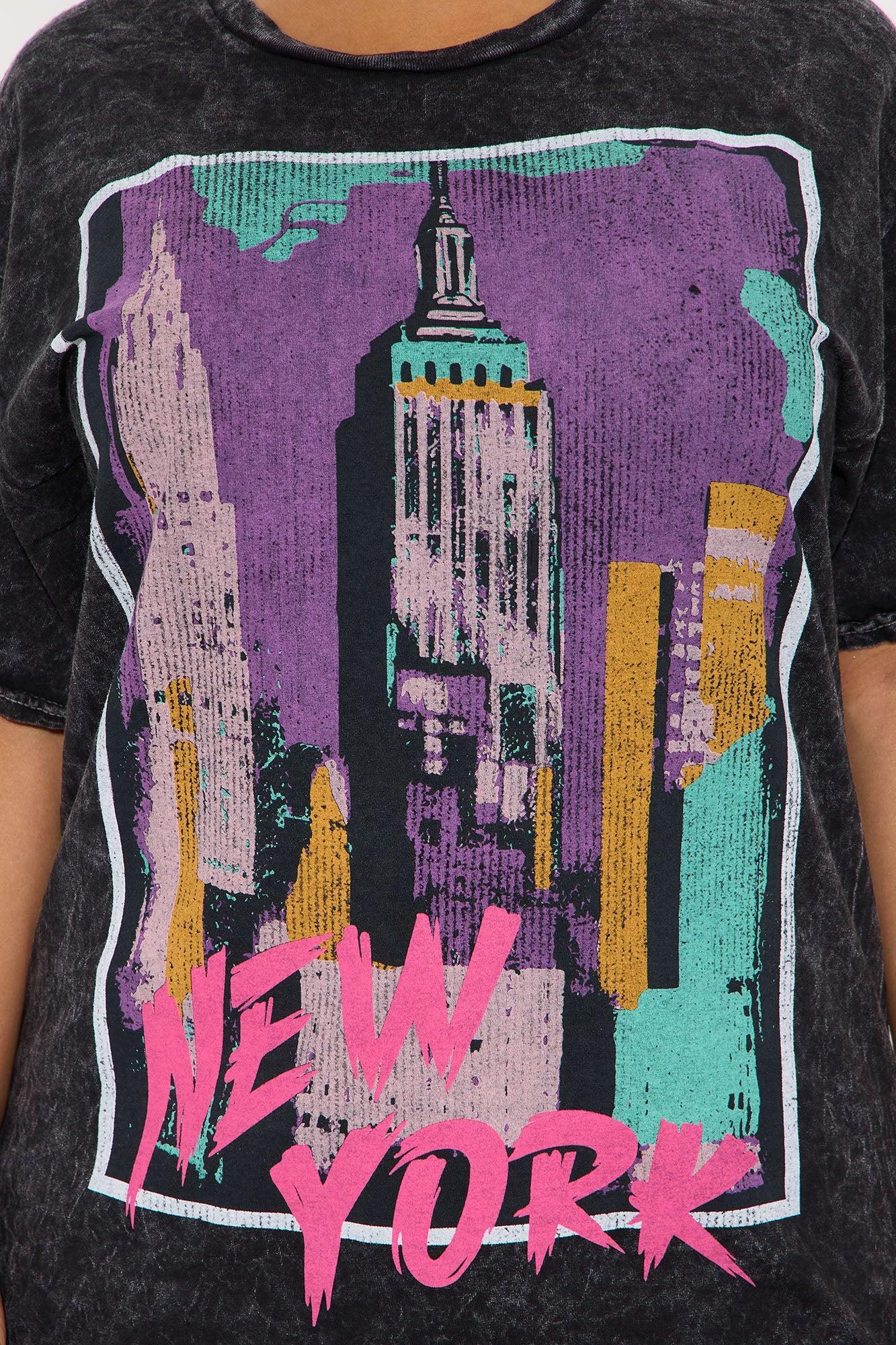 NYC Empire State Washed Oversized Tee - Black Product Image