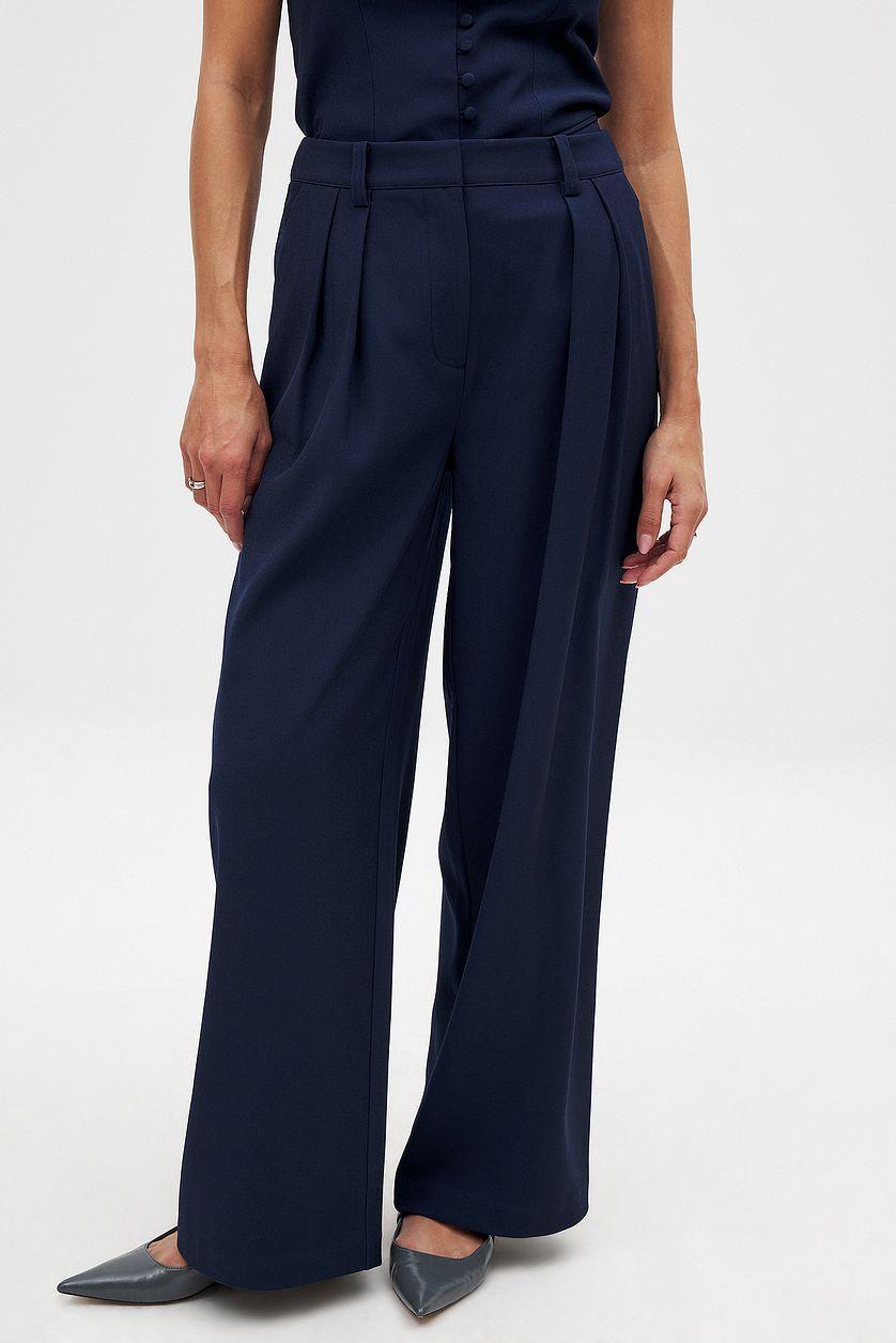 Wide Leg High Waist Suit Pants Product Image