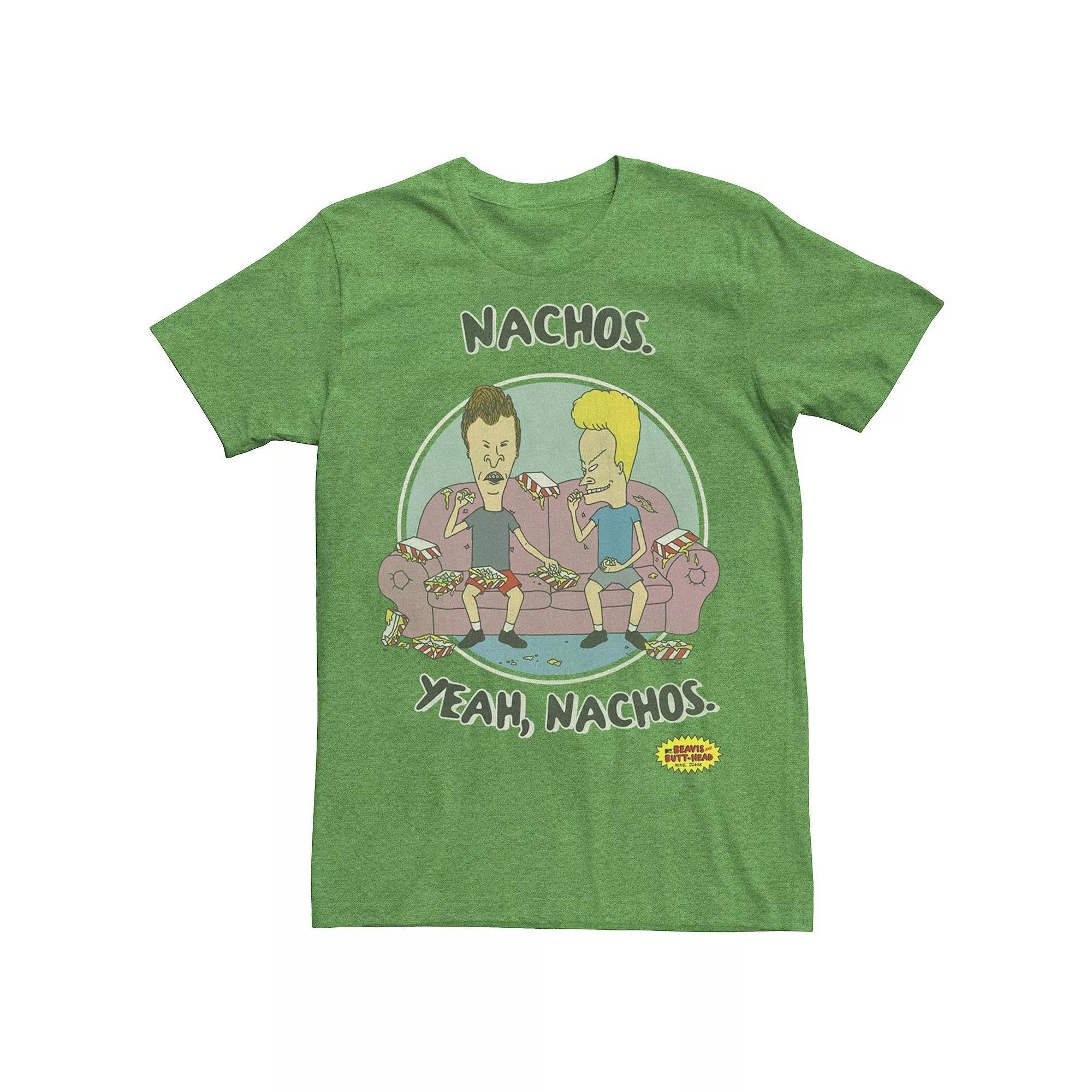 Men's Beavis And Butt-Head "Nachos Yeah Nachos" Portrait Tee, Size: Medium, Kelly Grey Product Image