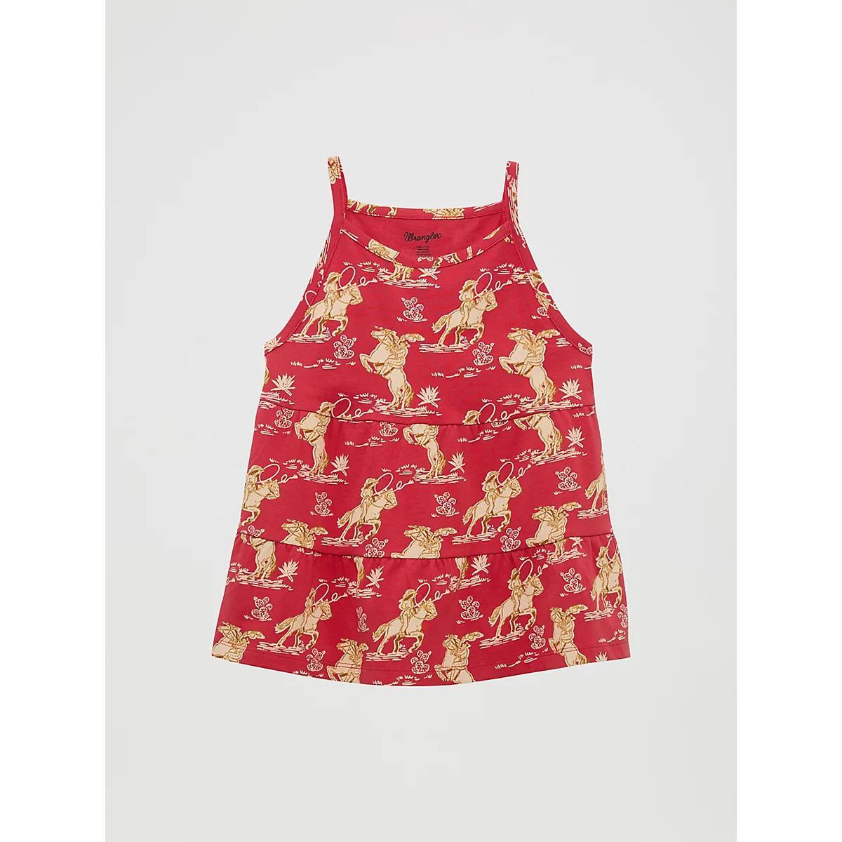 Girl's Cowgirl Tiered Knit Tank Horse Product Image