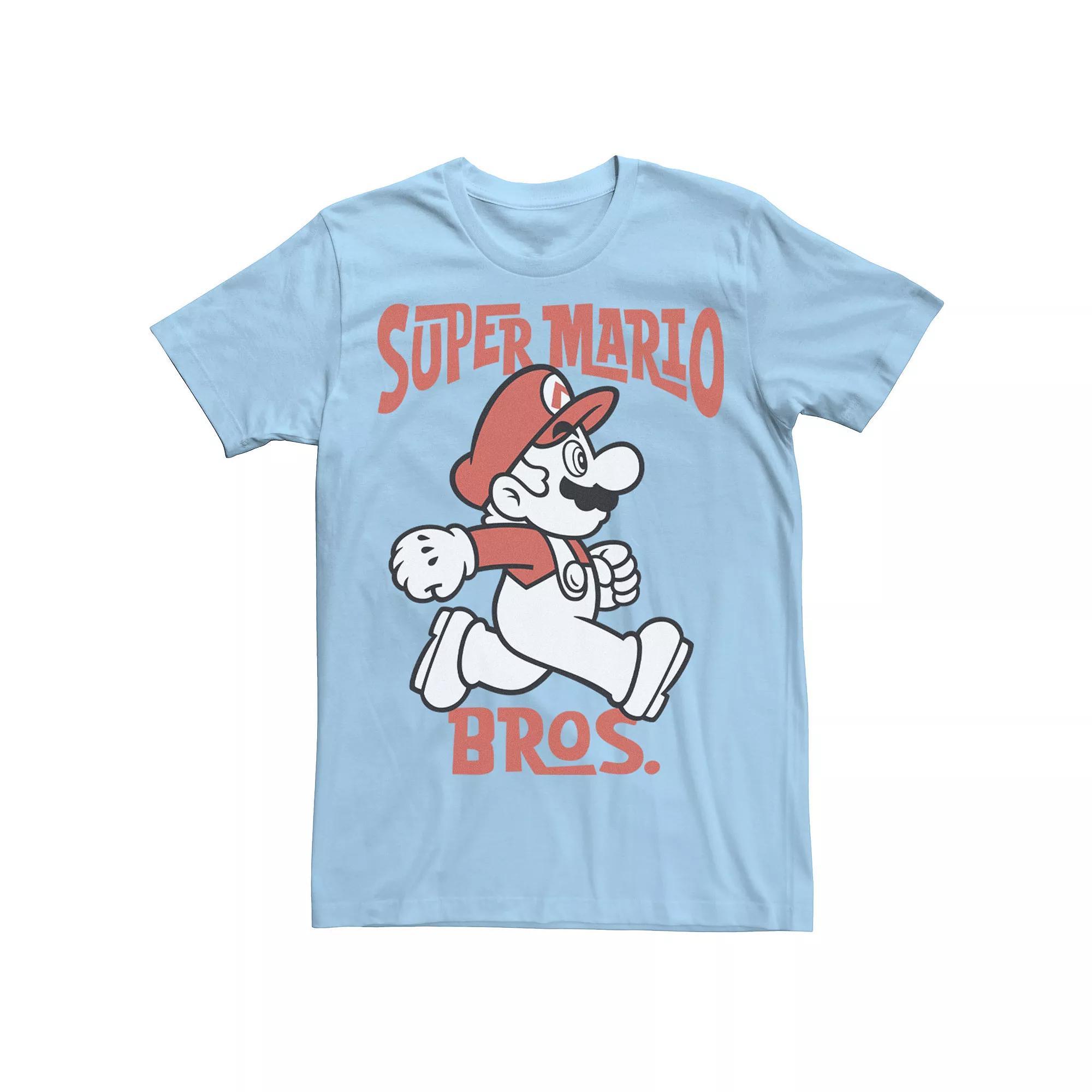 Men's Nintendo Super Mario Bros. Retro Portrait Tee, Size: Large, Light Blue Product Image