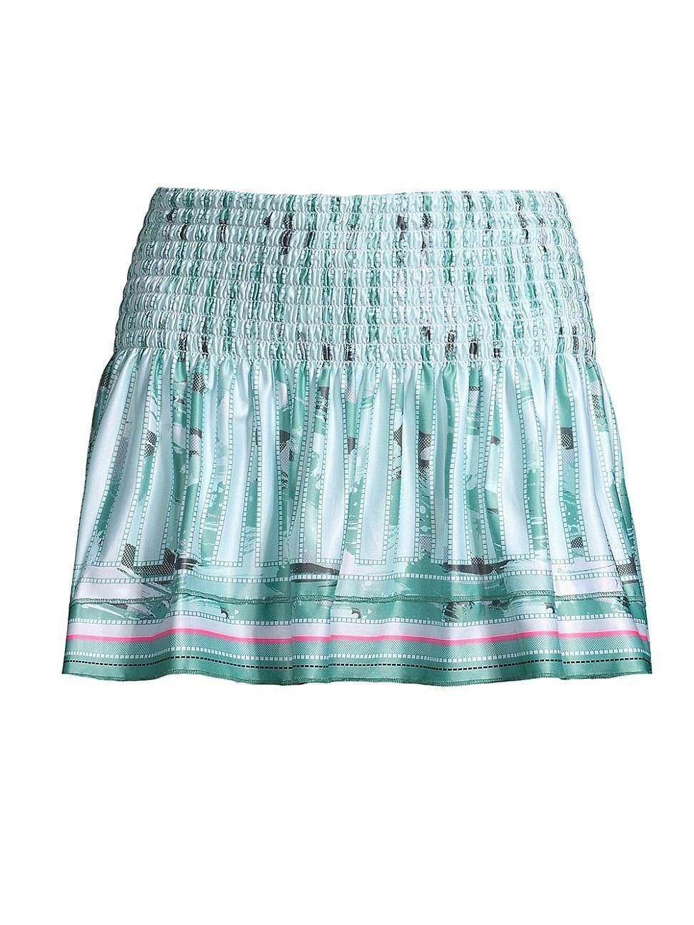 Womens Cant Find Me Love Long Hide Out Printed Smocked Miniskirt Product Image