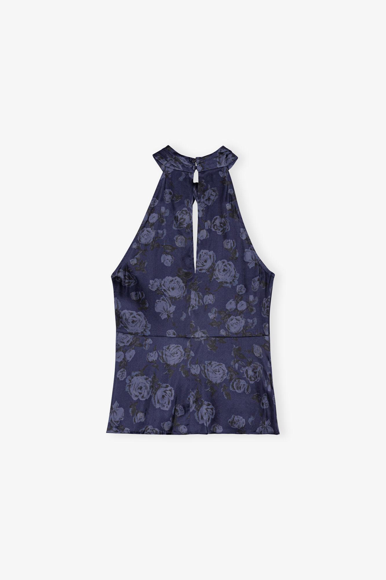 Dark Blue Floral Printed Top Product Image