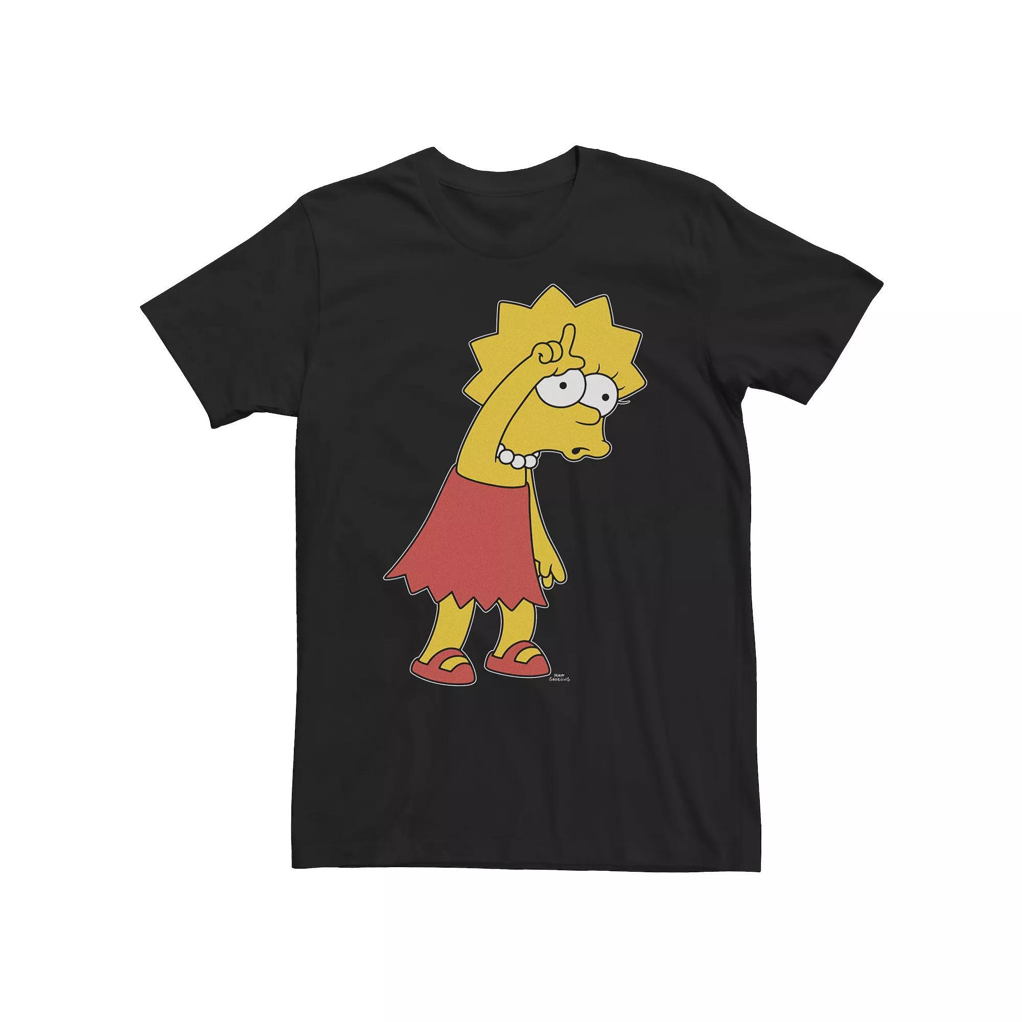 Big & Tall The Simpsons Lisa L On Her Forhead Portrait Tee, Men's, Size: 4XL, Black Product Image