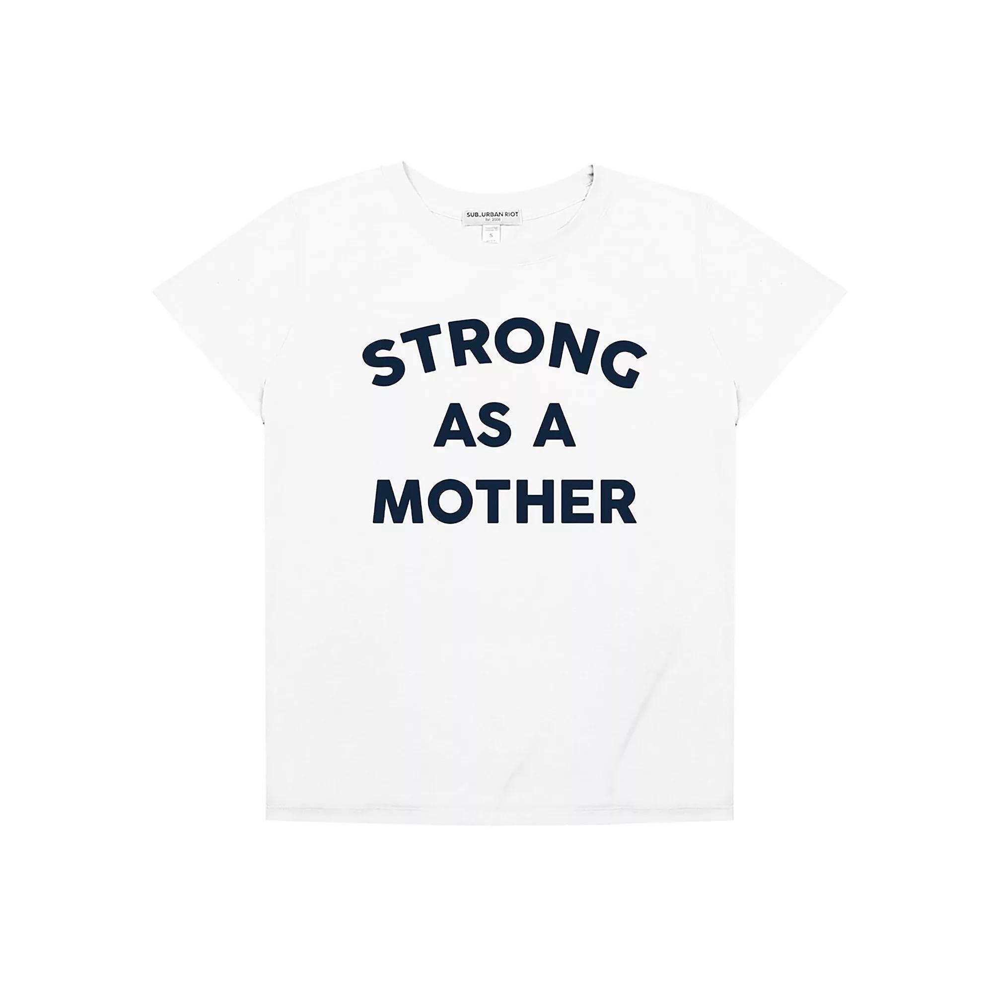Women's Suburban Riot Strong as a Mother Loose Fit Graphic Tee, Girl's, Size: Medium, White Product Image