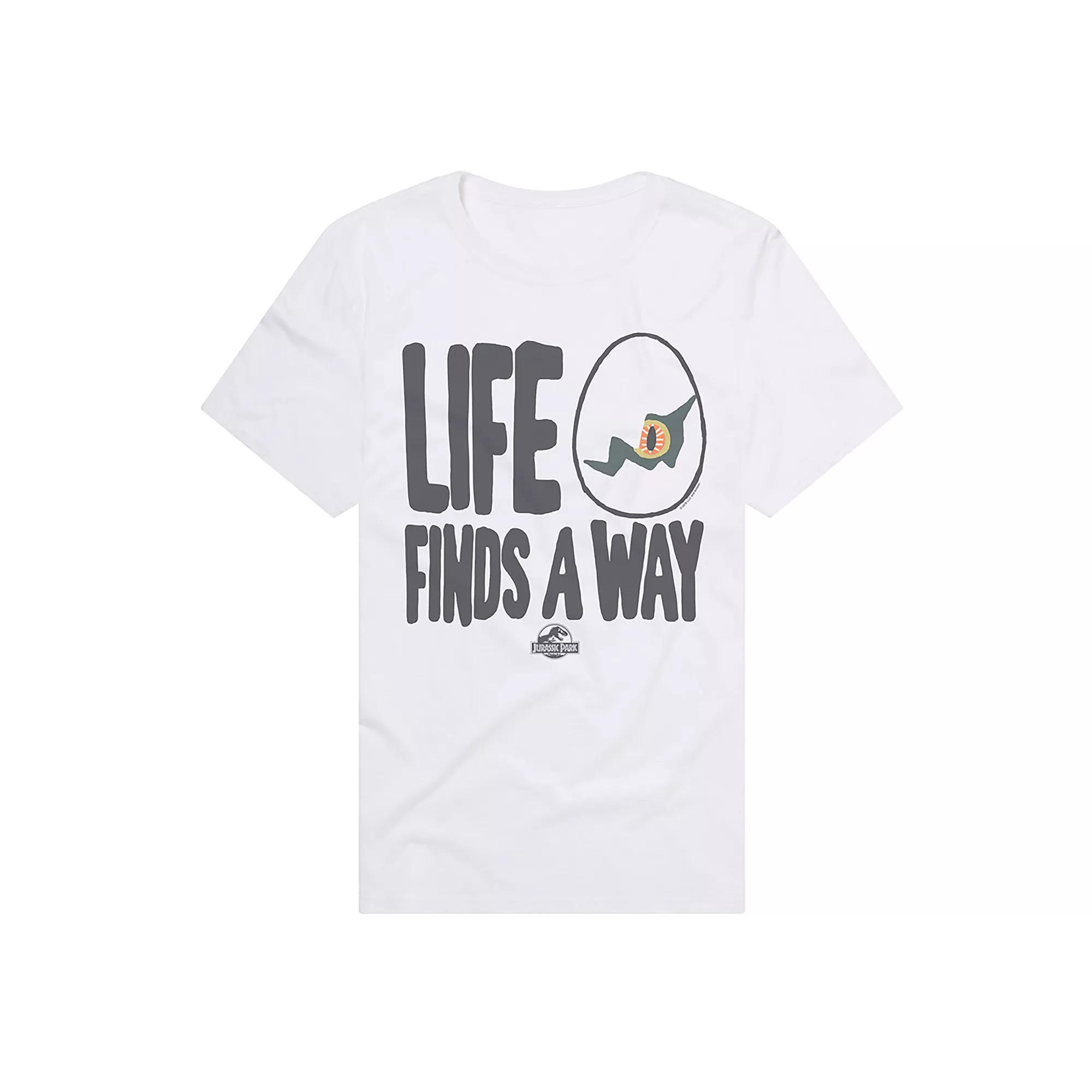 Men's Jurassic Park Life Finds A Way T-Shirt, Size: Medium, White Product Image