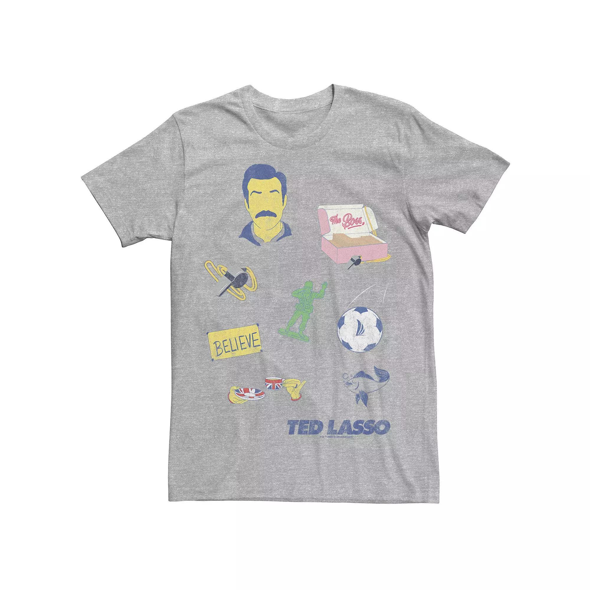 Men's Ted Lasso Icons Graphic Tee, Size: XXL, Athletic Grey Product Image