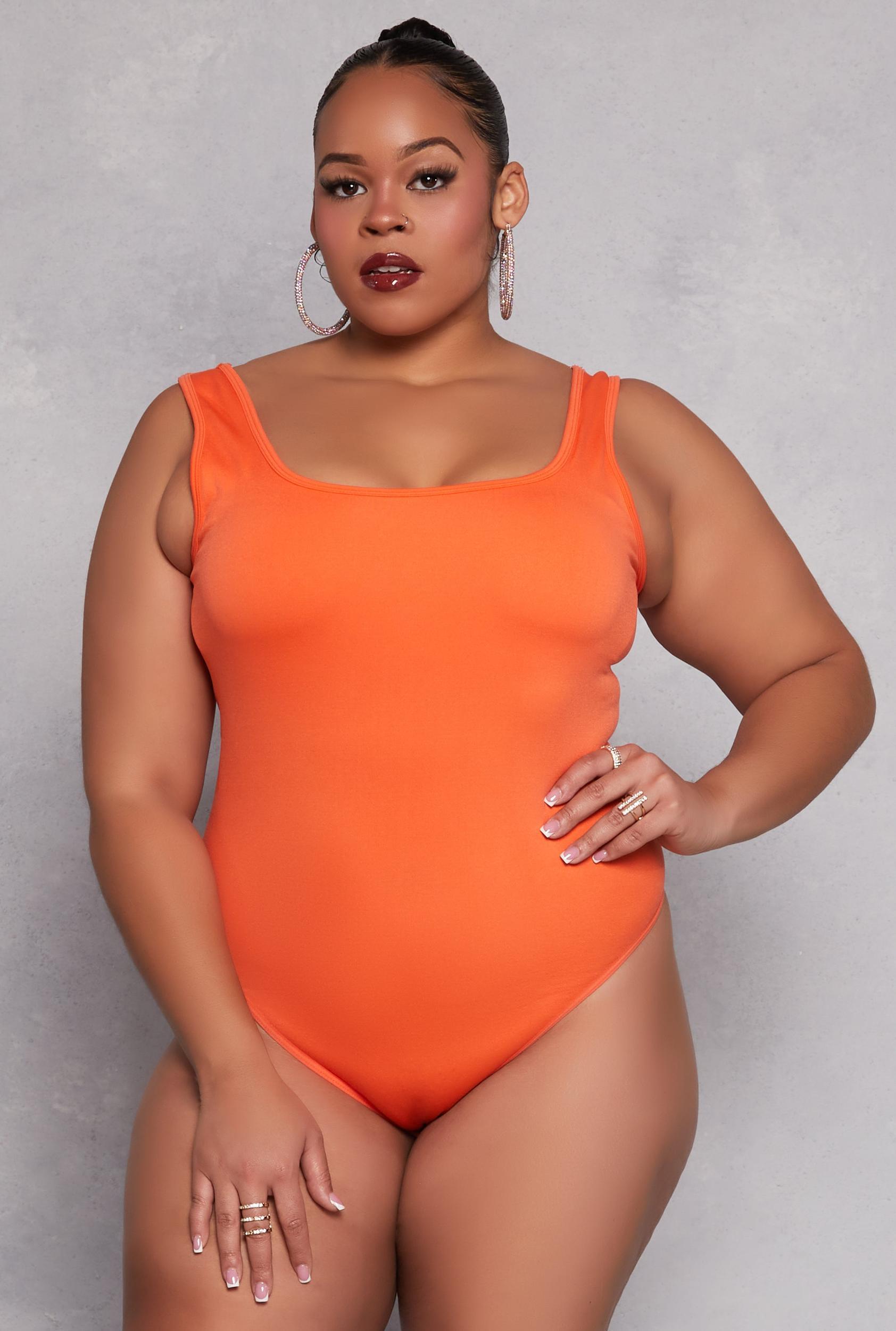 Womens Plus Size Square Neck Tank Bodysuit Product Image