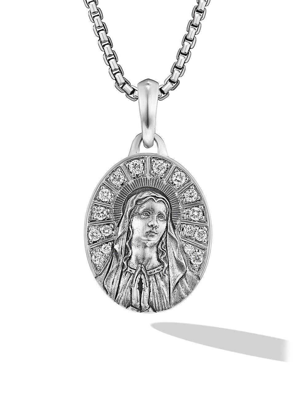 David Yurman Mens Sterling Silver Amulets Diamond Mary Medallion Product Image