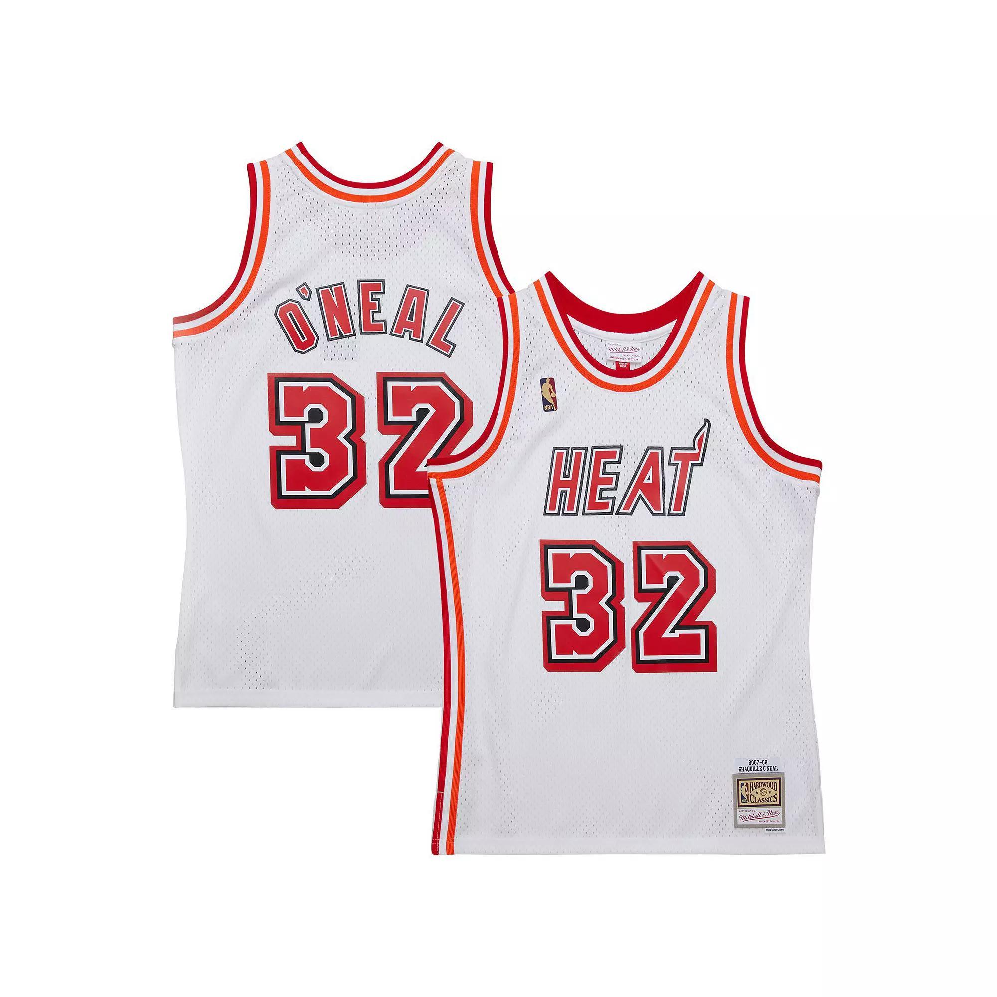 Men's Mitchell & Ness Shaquille O'Neal White Miami Heat 2007/08 Hardwood Classics Swingman Jersey, Size: Small Product Image