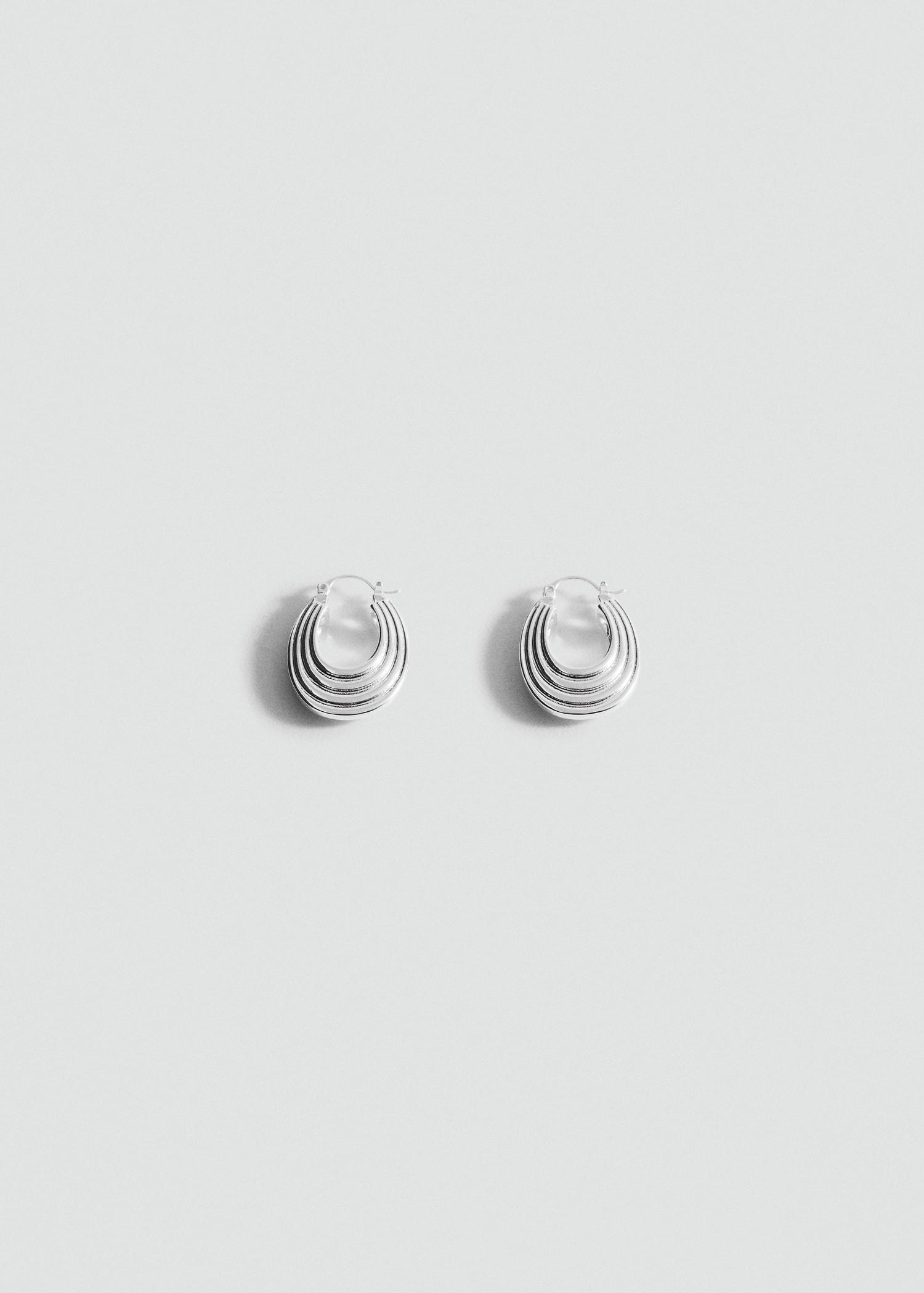 Embossed hoop earrings - Women | MANGO USA Product Image