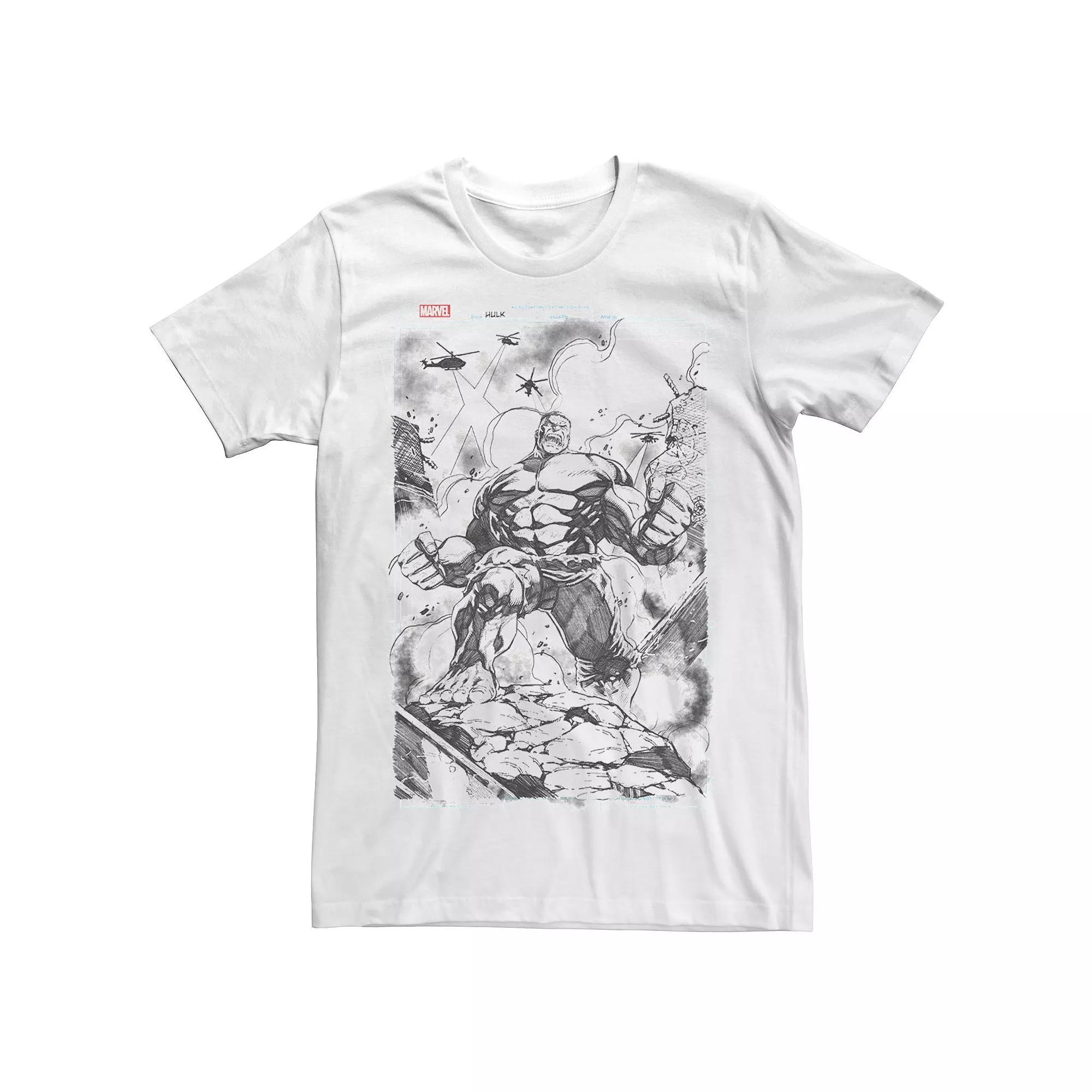 Men's Marvel Hulk Comic Cover Sketch Graphic Tee, Size: XL, White Product Image