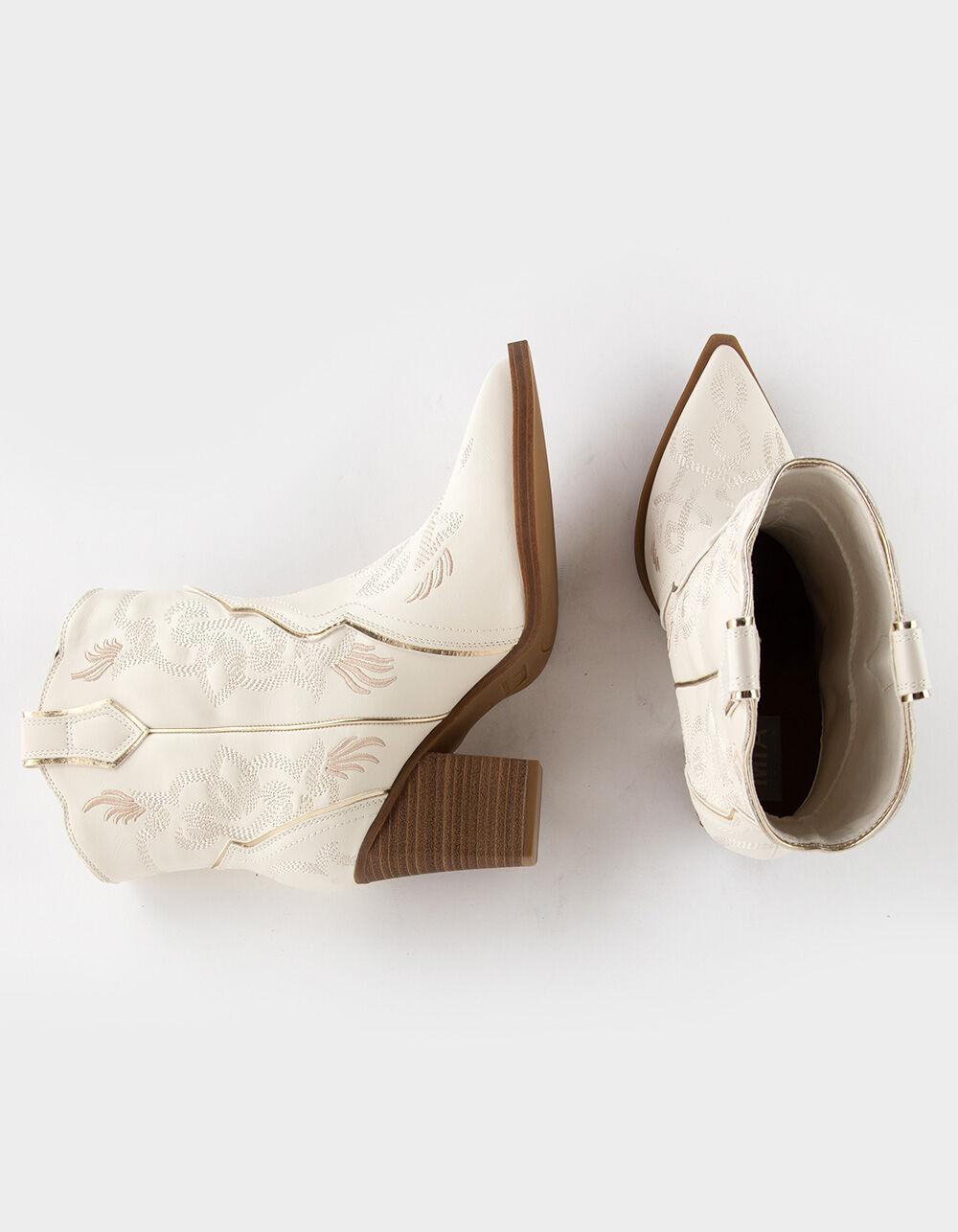 MIA Wendi Womens Western Short Boots - WHITE/GOLD Product Image