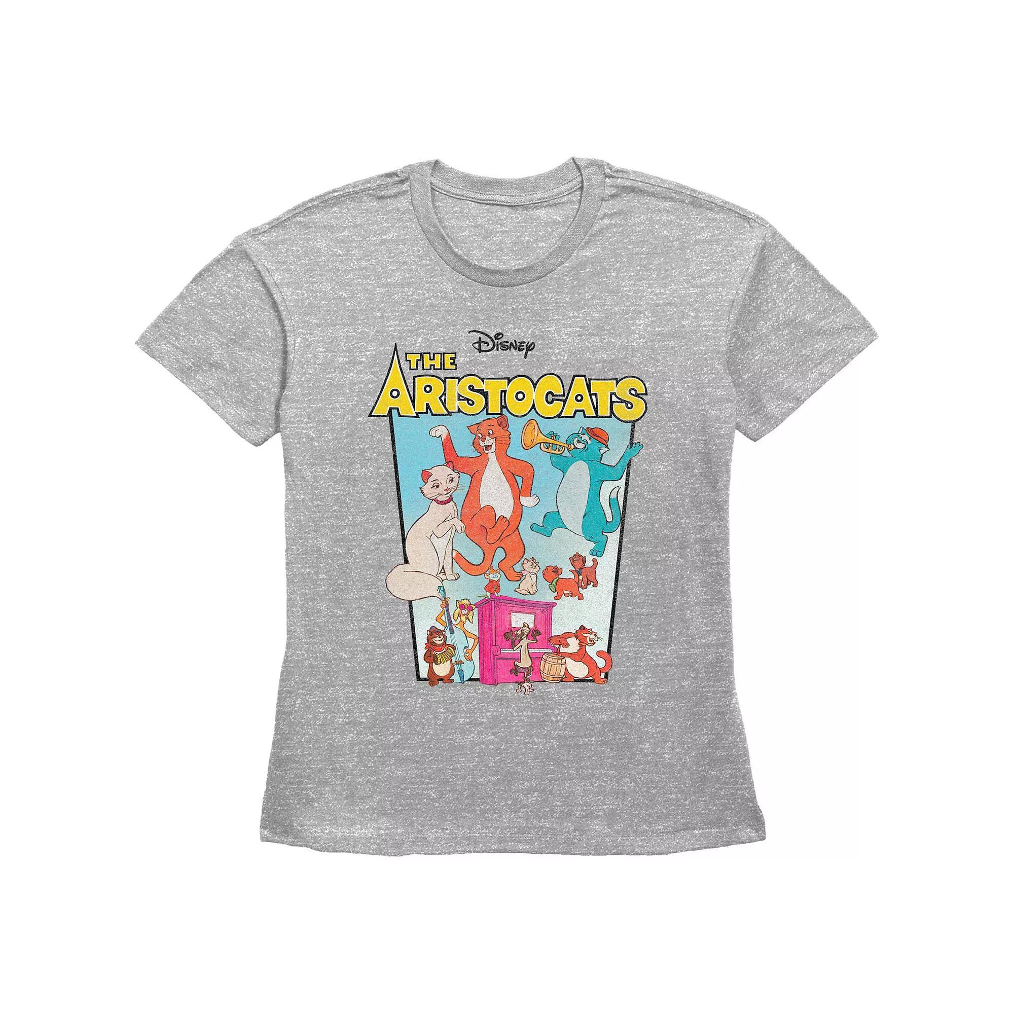 Disney's The Aristocats Women's Vintage Movie Poster Graphic Tee, Size: Small, Grey Gray Product Image
