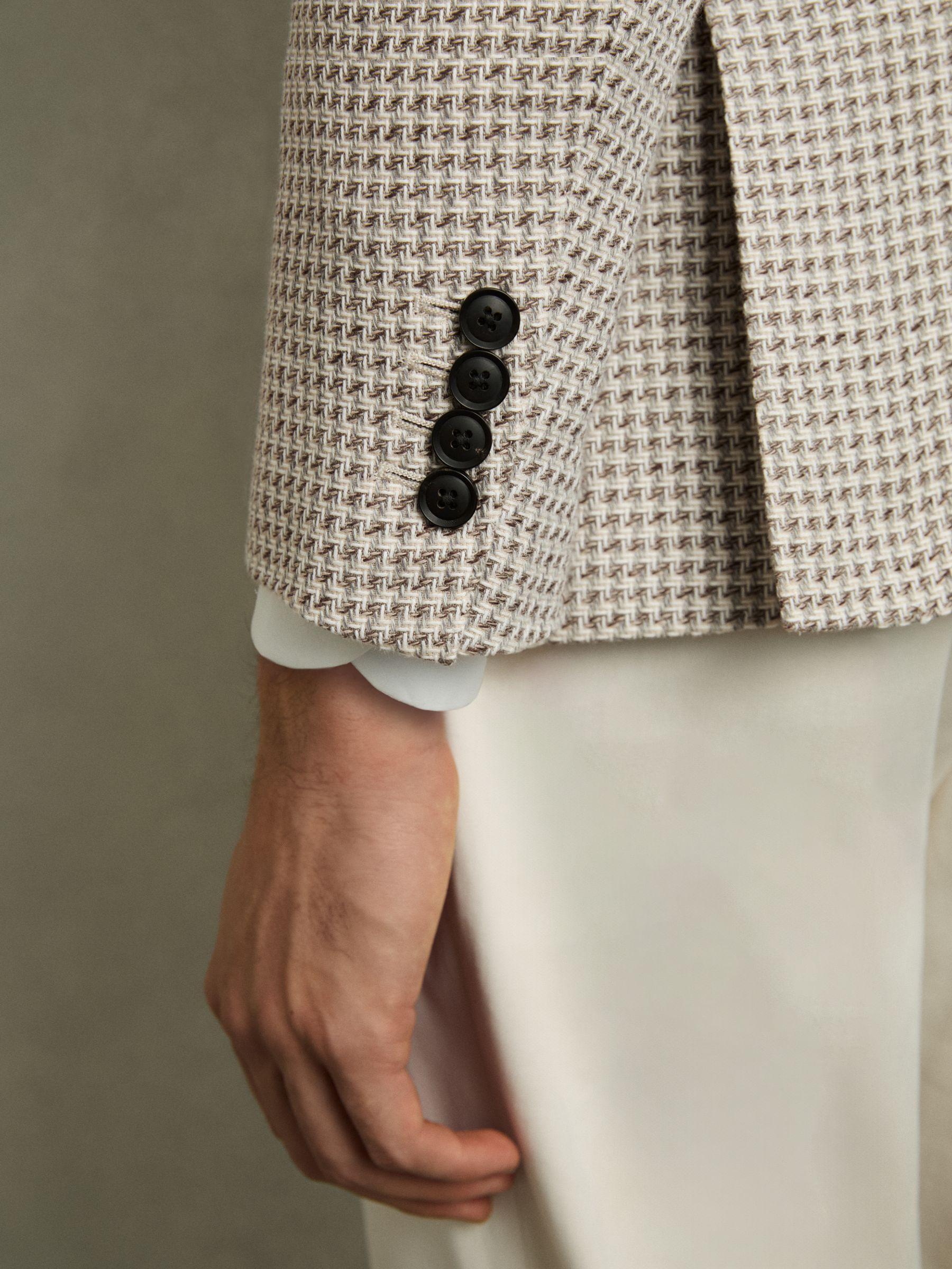 Slim-Fit Pinstripe Suit Trousers in Oatmeal/White Product Image