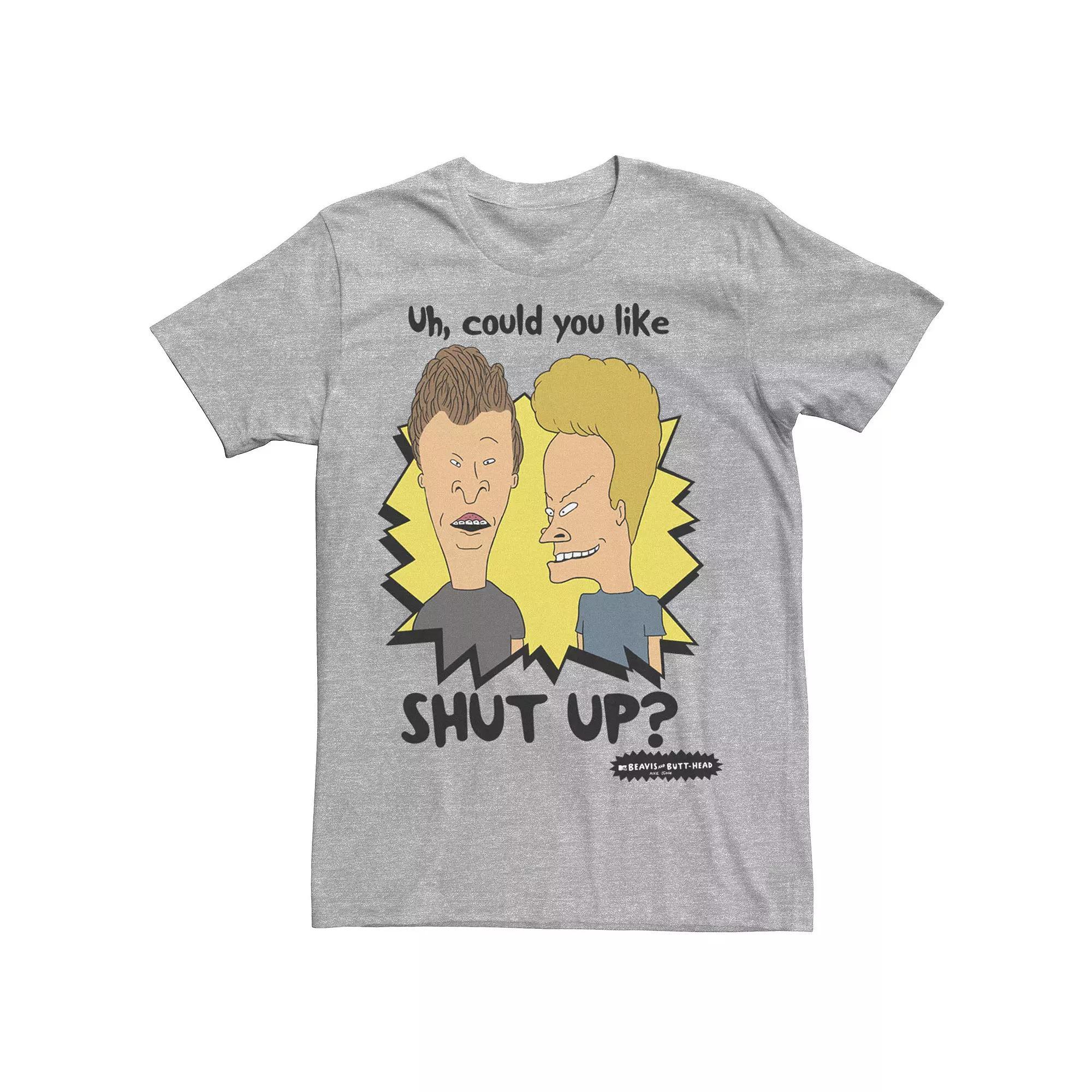 Men's Beavis & Butthead Shut Up Tee, Size: Small, Athletic Grey Product Image