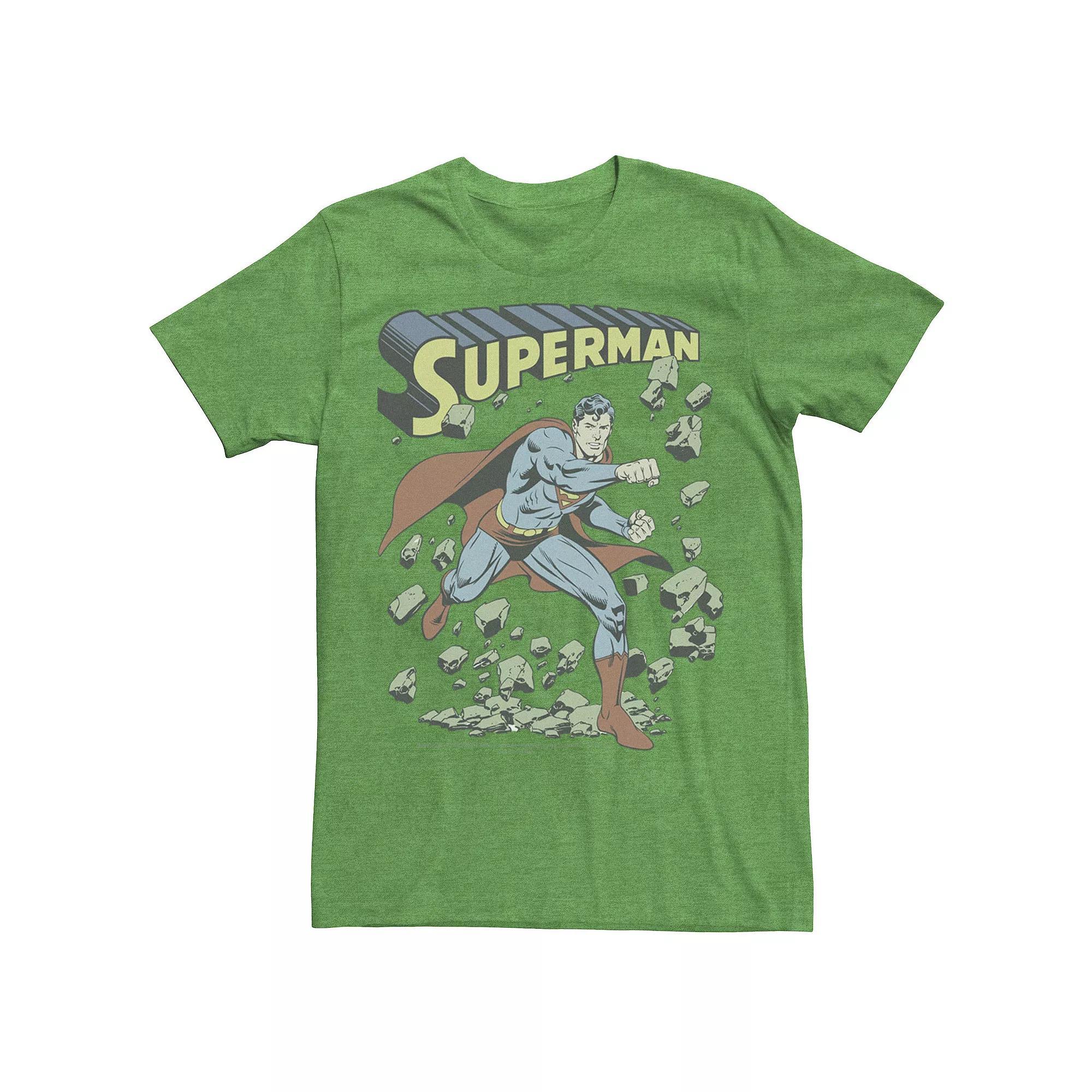 Mens DC Comics Superman With Rocks Vintage Poster Tee Athletic Grey Product Image