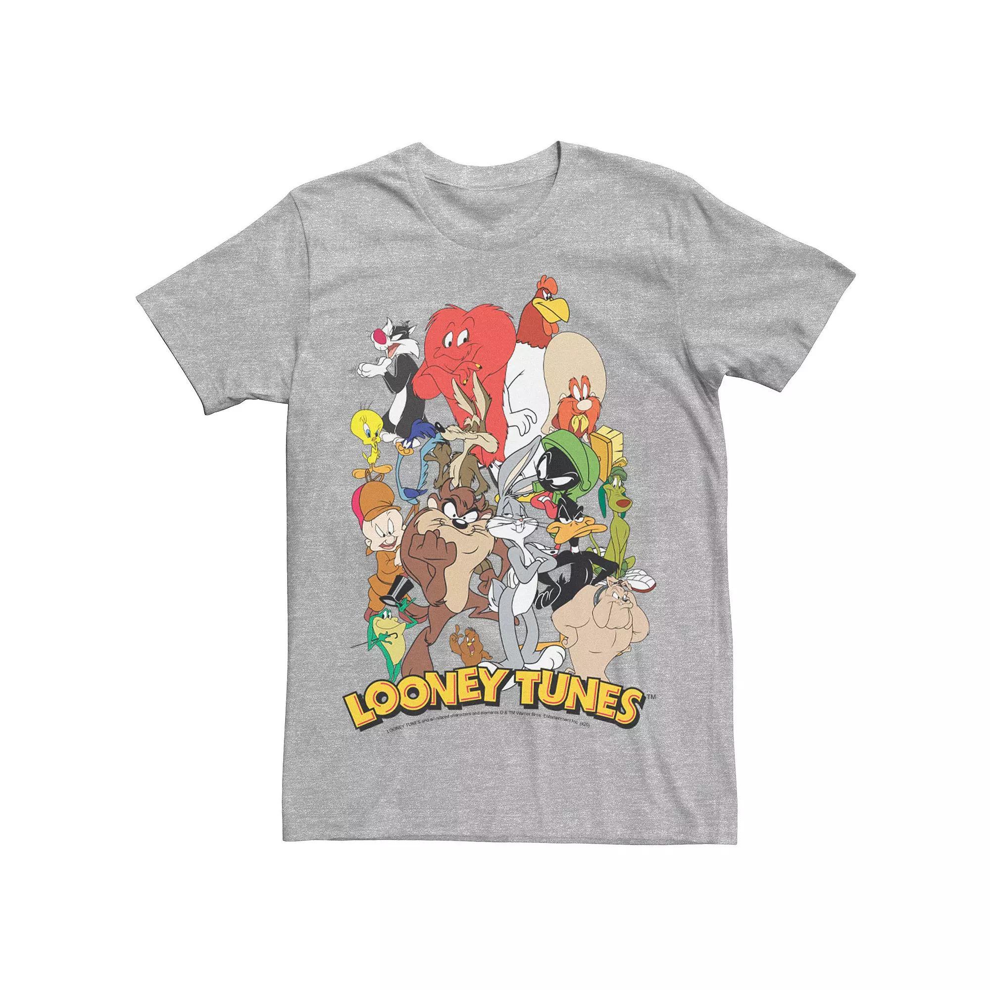 Men's Looney Tunes Character Stack Logo Tee, Size: XXL, Athletic Grey Product Image