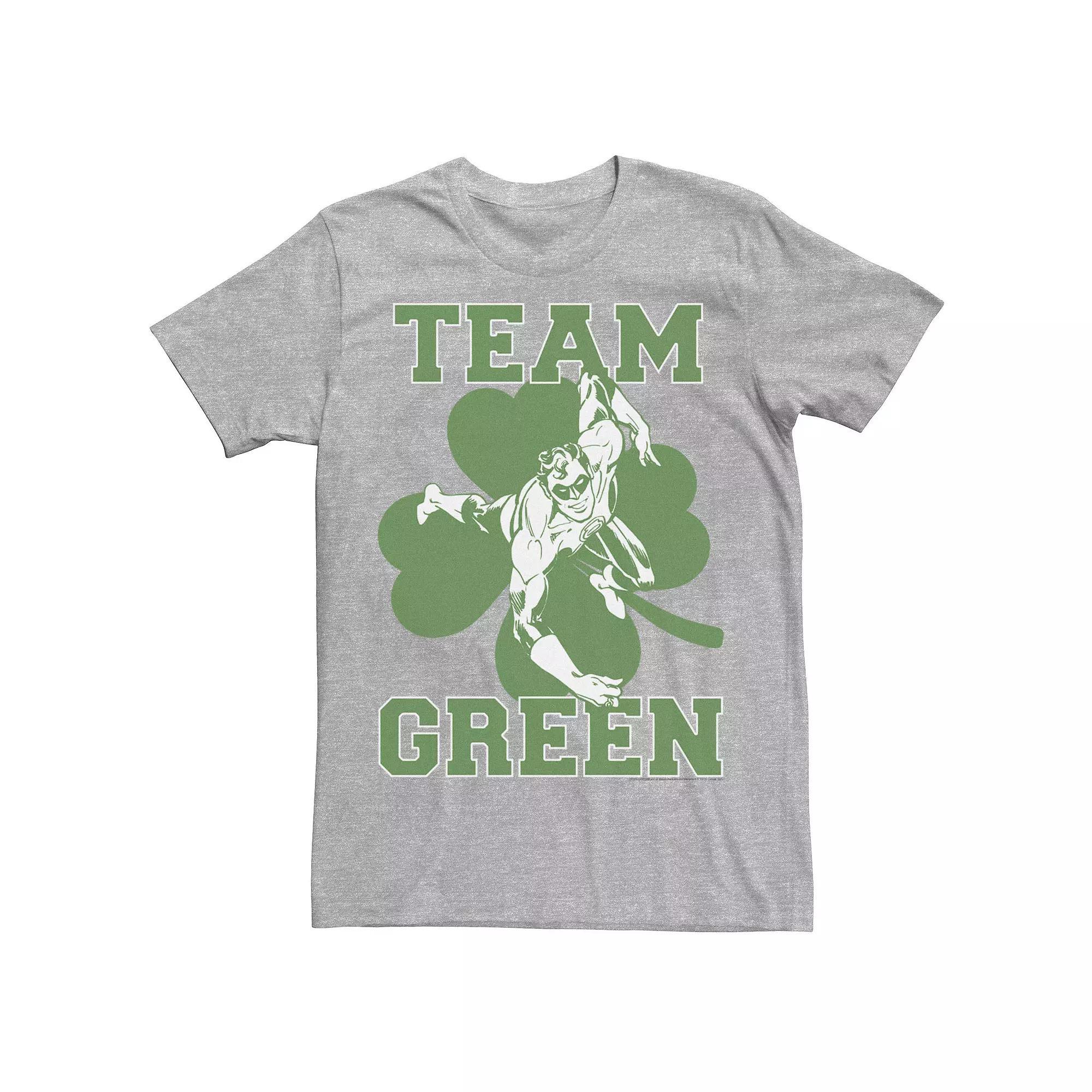 Men's DC Comics St. Patrick's Day Green Lantern Team Green Tee, Size: XXL, Athletic Grey Product Image