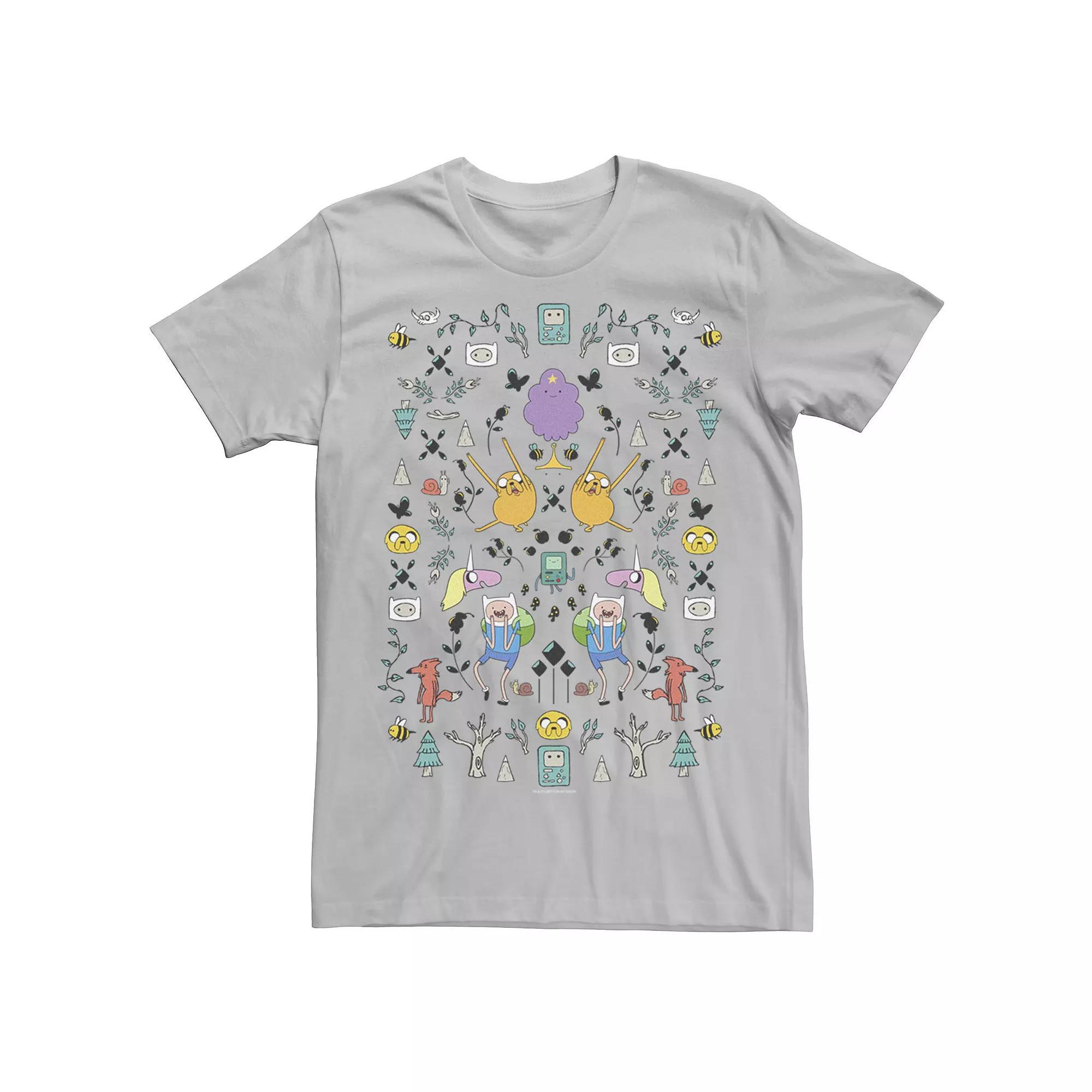 Mens Adventure Time Character Icon Collage Tee Athletic Grey Product Image