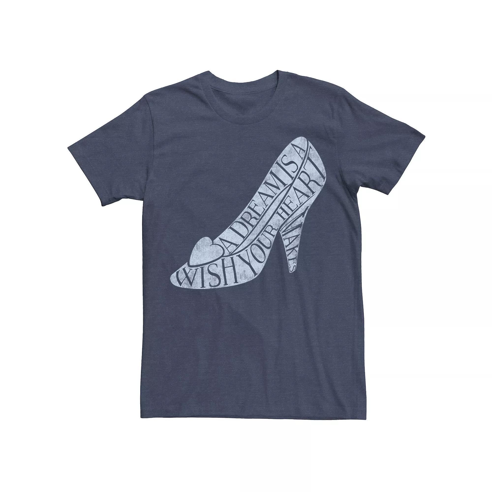 Disney's Cinderella Glass Slipper Quote Fill Men's Tee, Size: XXL, Navy Grey Product Image