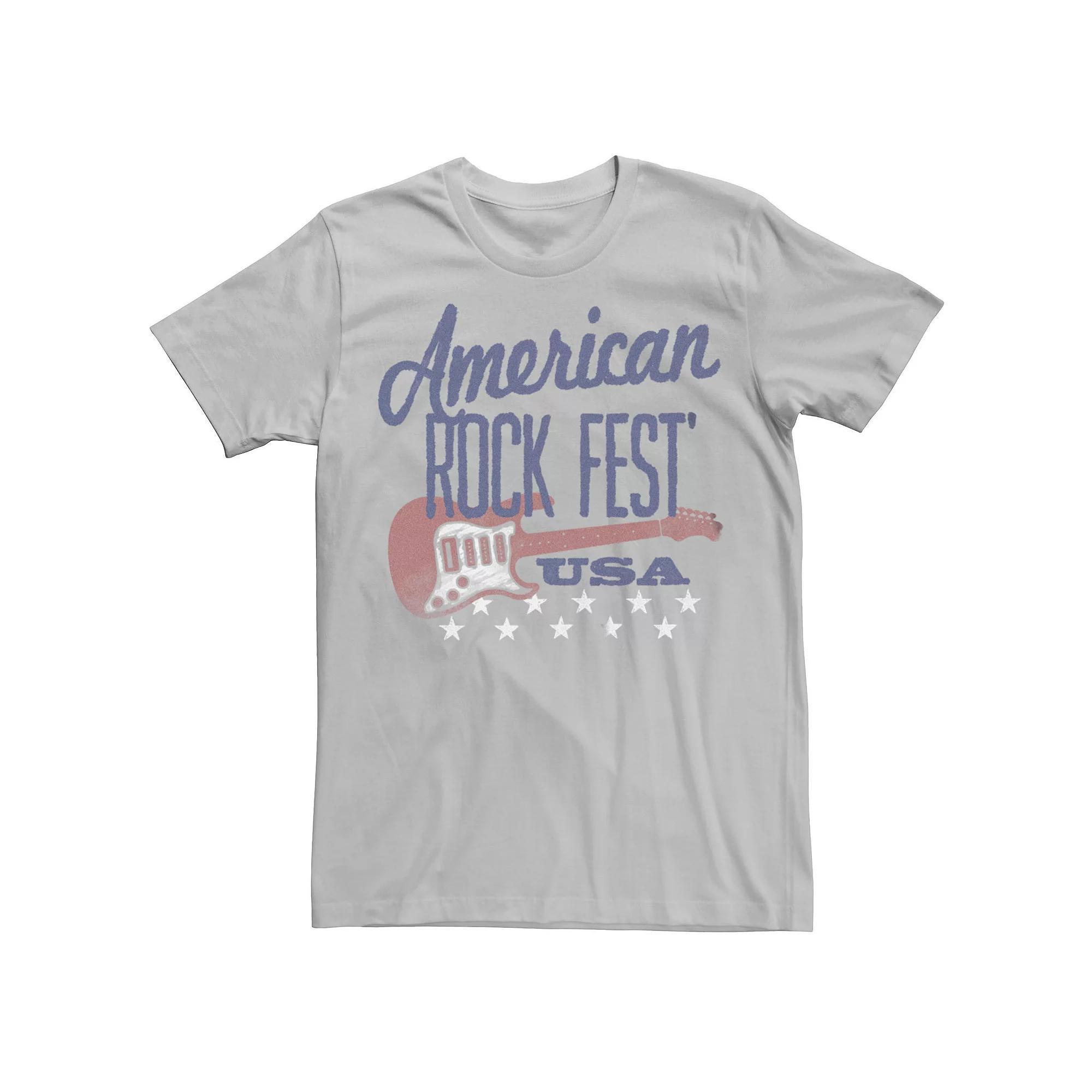 Men's American Rock Fest USA Guitar Stars Graphic Tee, Size: XS, Silver Product Image