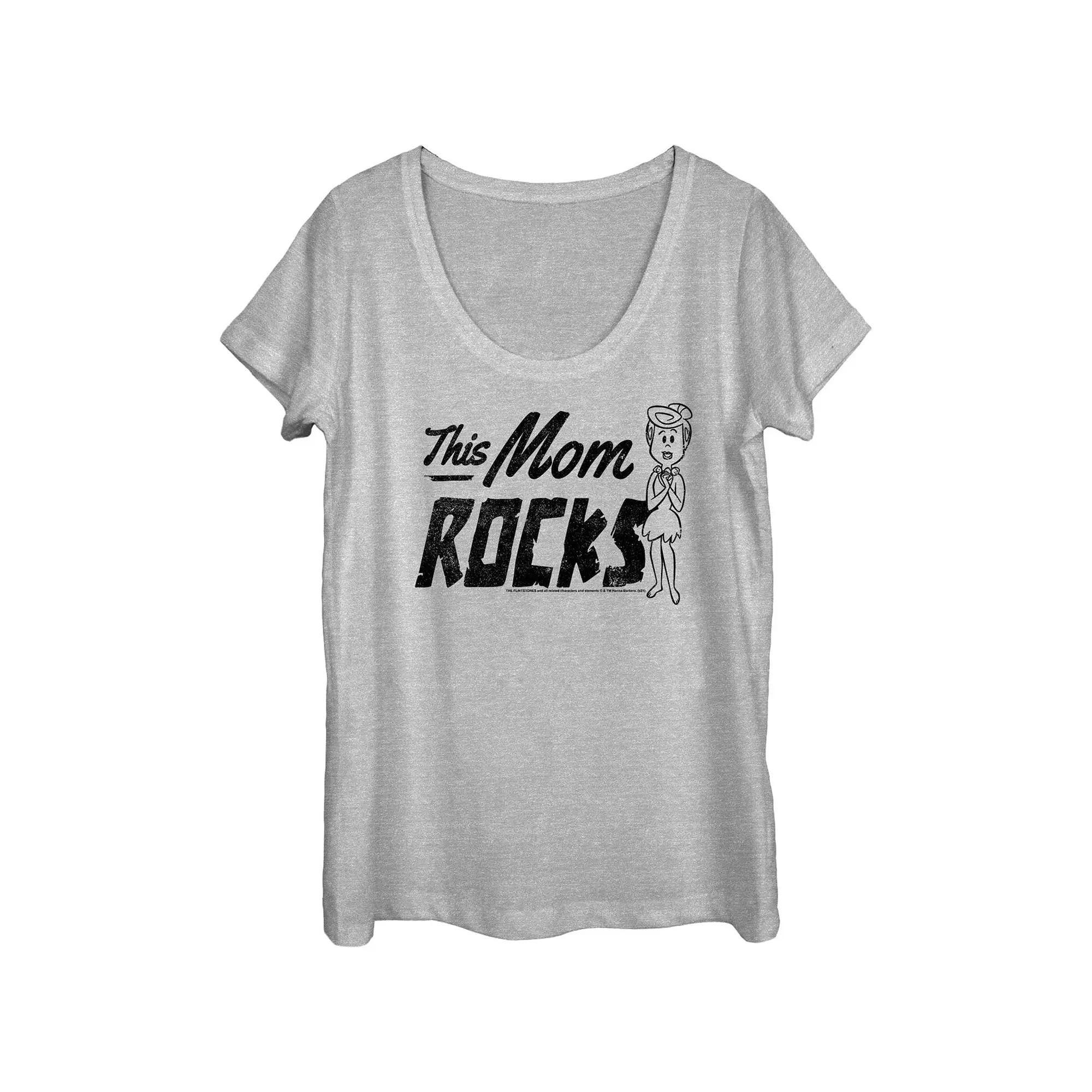 Women's The Flintstones Wilma This Mom Rocks Graphic Tee, Size: XL, Athletic Grey Product Image