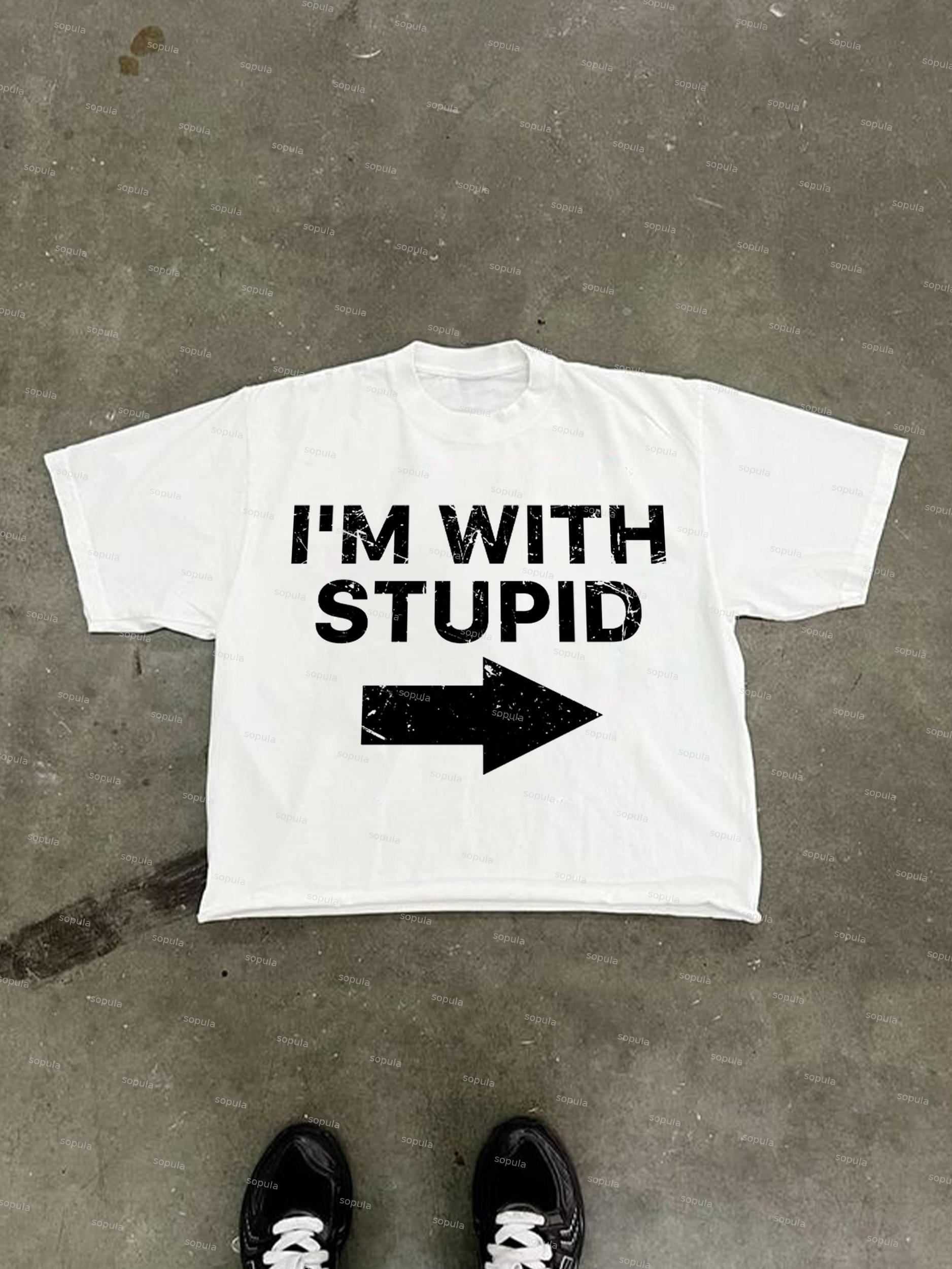 I'm With Stupid Vintage Graphic Cropped T-shirt Product Image