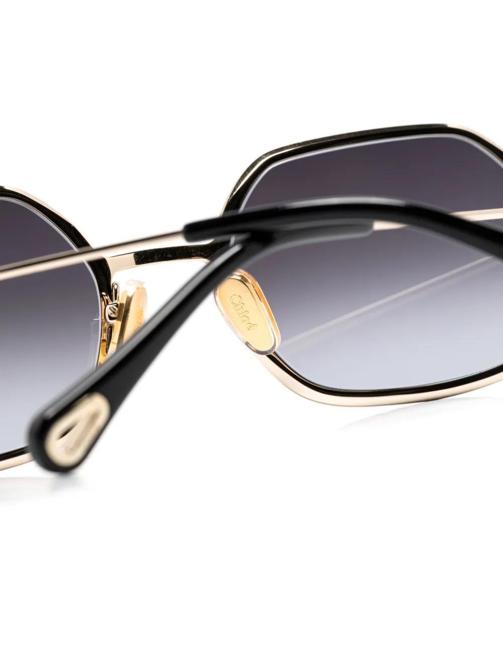 CHLOÉ Sonnenbrille Mit Eckigem Gestell In Gold Product Image