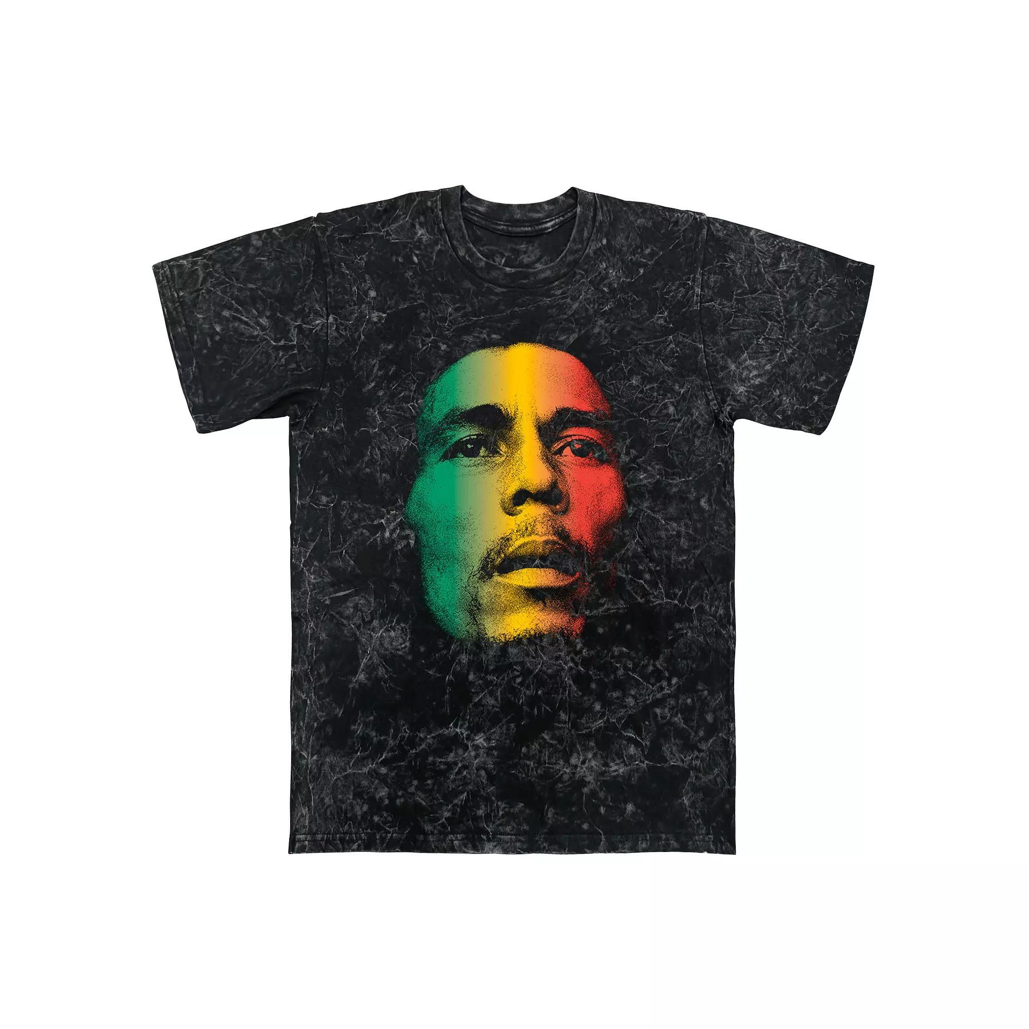Men's Bob Marley Face Graphic Tee, Size: Small, Black Mineral Wash Product Image