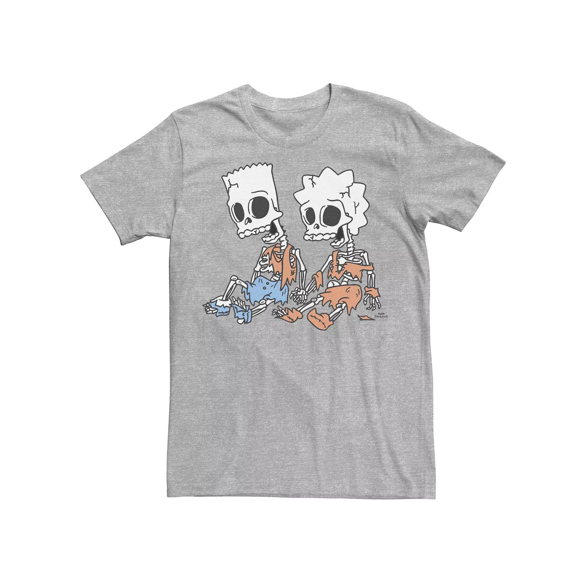 Men's The Simpsons Bart & Lisa Skeletons Tee, Size: Small, Athletic Grey Product Image