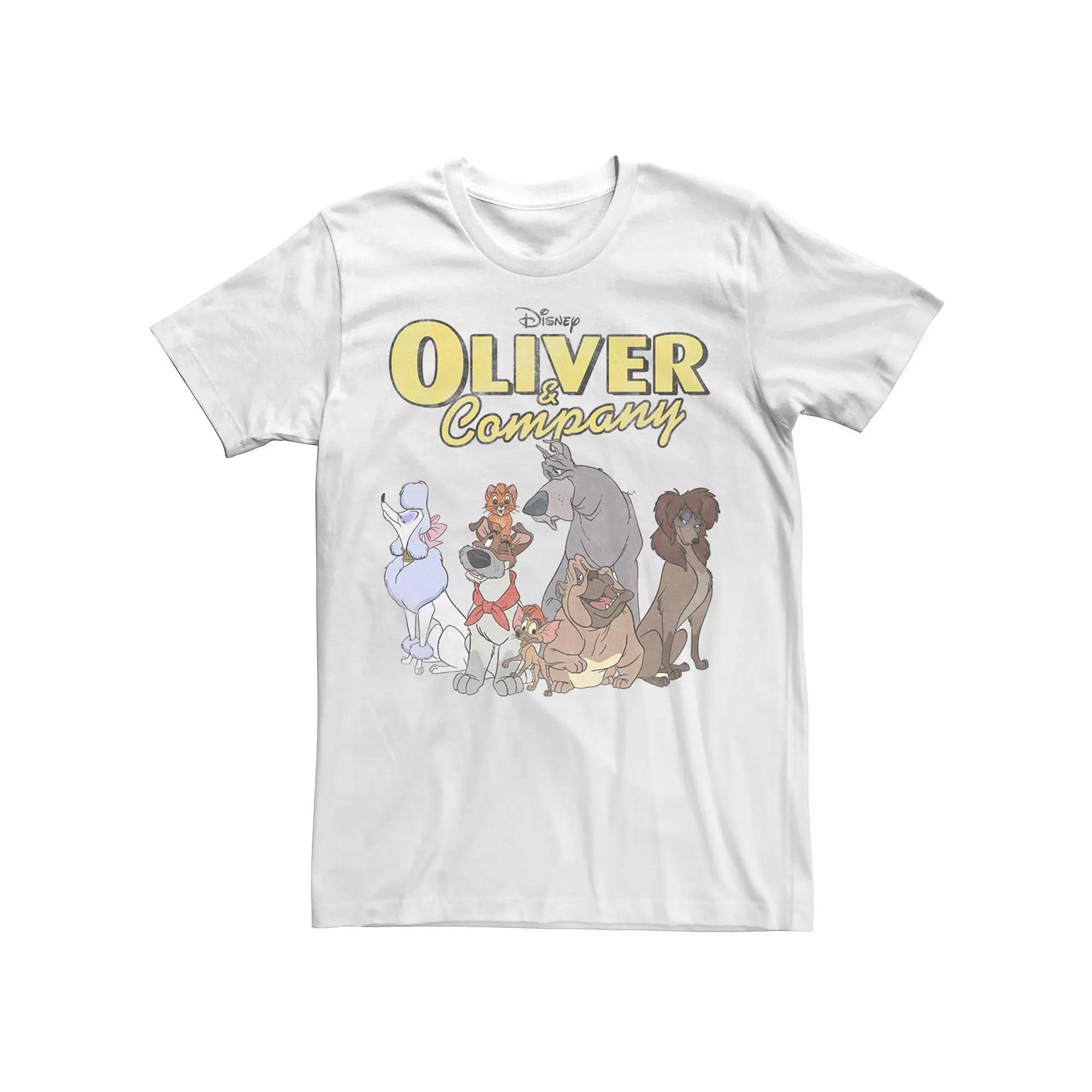 Disney's Oliver & Company Group Shot Men's Tee, Size: Small, White Product Image