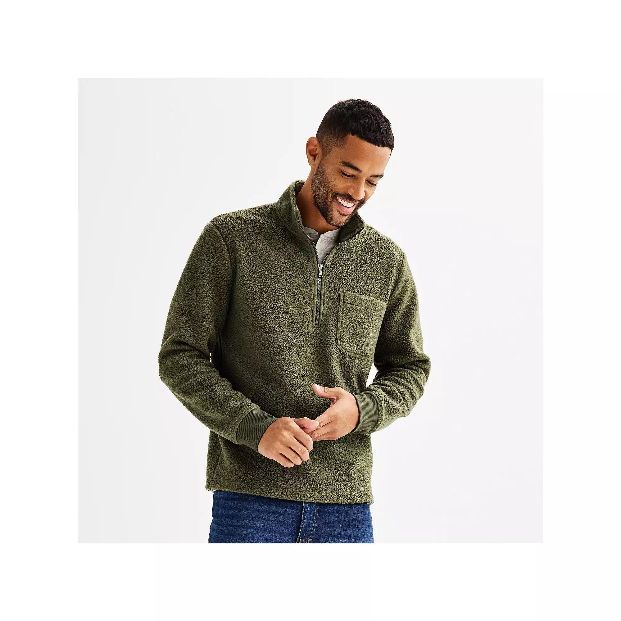 Mens Sonoma Goods For Life Arctic Freeze Fleece 1/2-Zip Sweatshirt Green Night Product Image