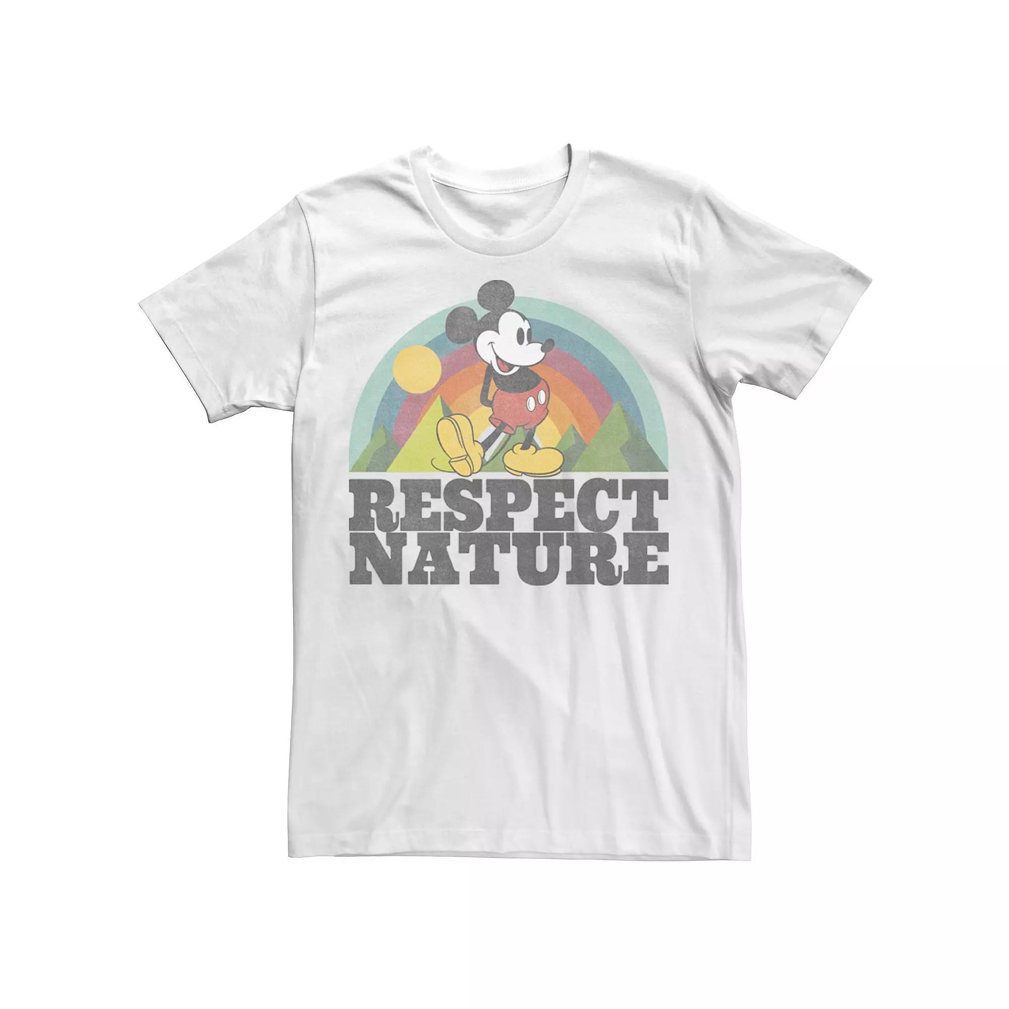 Disney's Mickey & Friends Mickey Mouse Men's Respect Nature Rainbow Tee, Boy's, Size: Large, White Product Image