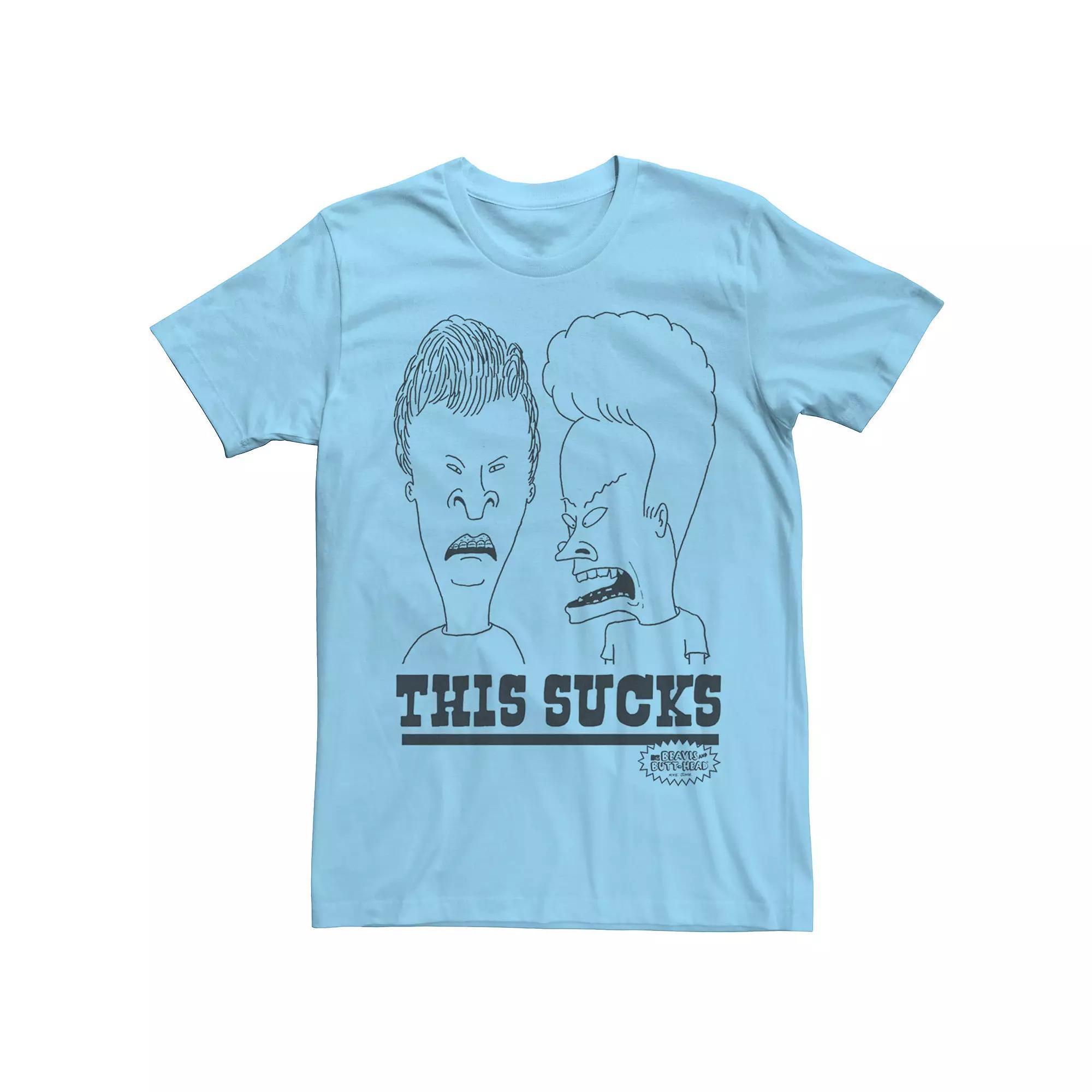 Men's Beavis & Butthead This Sucks Group Shot Tee, Size: Medium, Light Blue Grey Product Image
