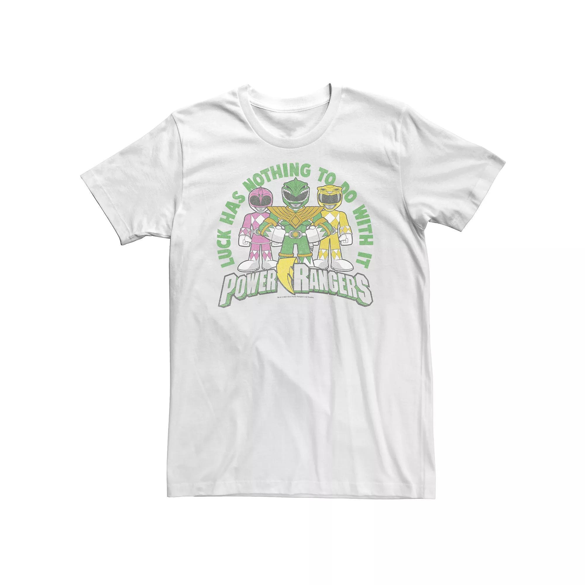 Big & Tall Power Rangers Luck Has Nothing To Do With It Group Shot Tee, Men's, Size: 5XL, White Product Image